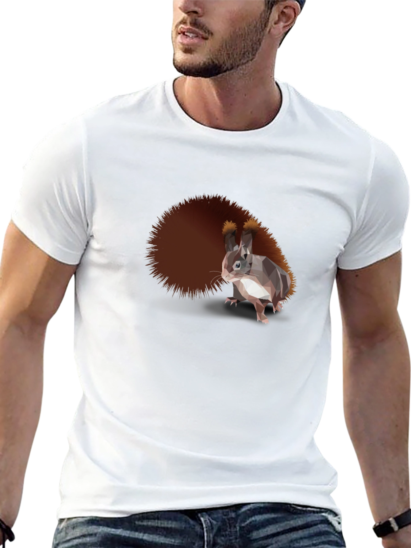 Black Stylish Squirrel Graphic Tee - Men's Black T-Shirt view 13
