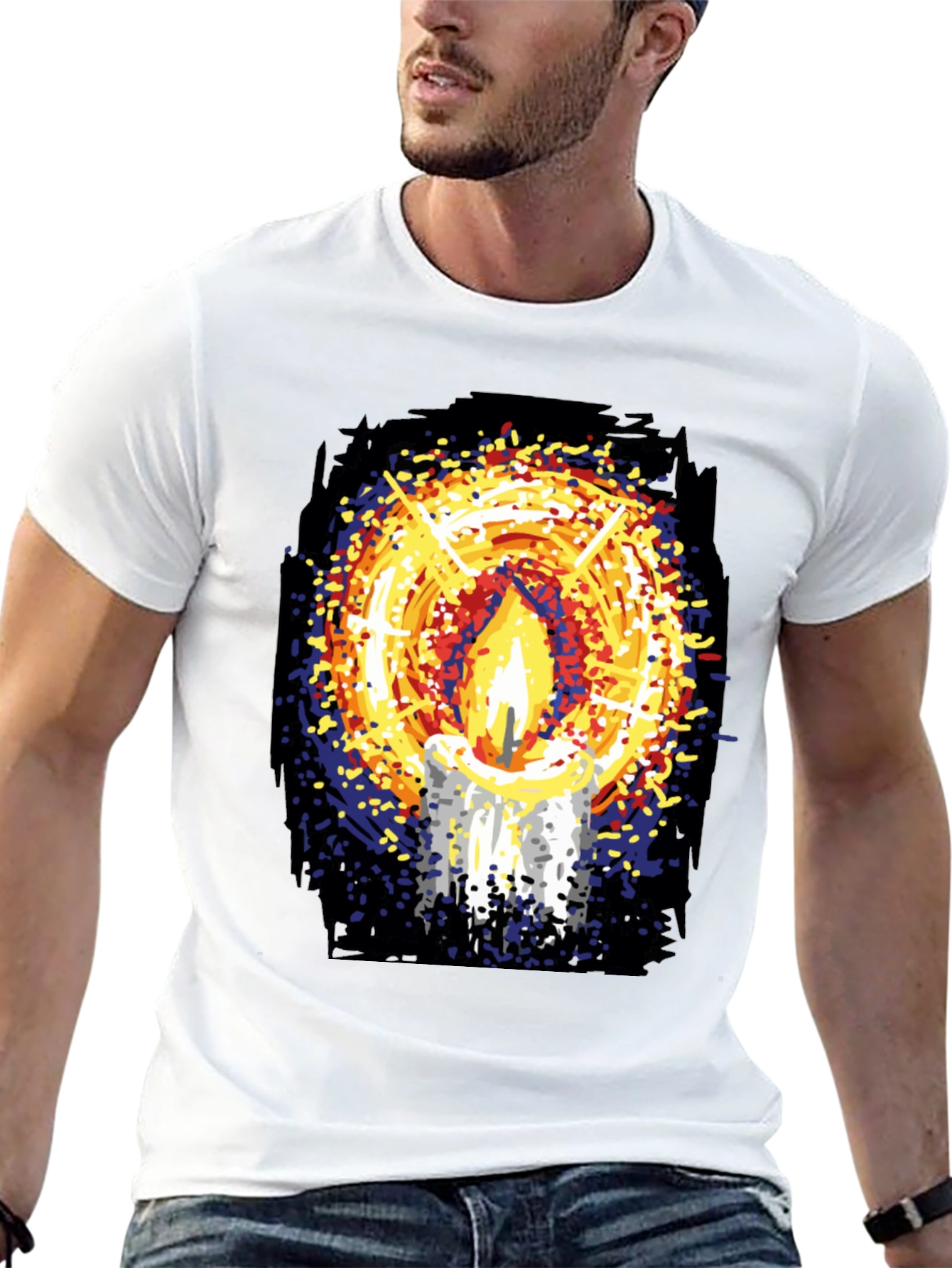 Black Candlelight Graphic Print Black T-Shirt view 13