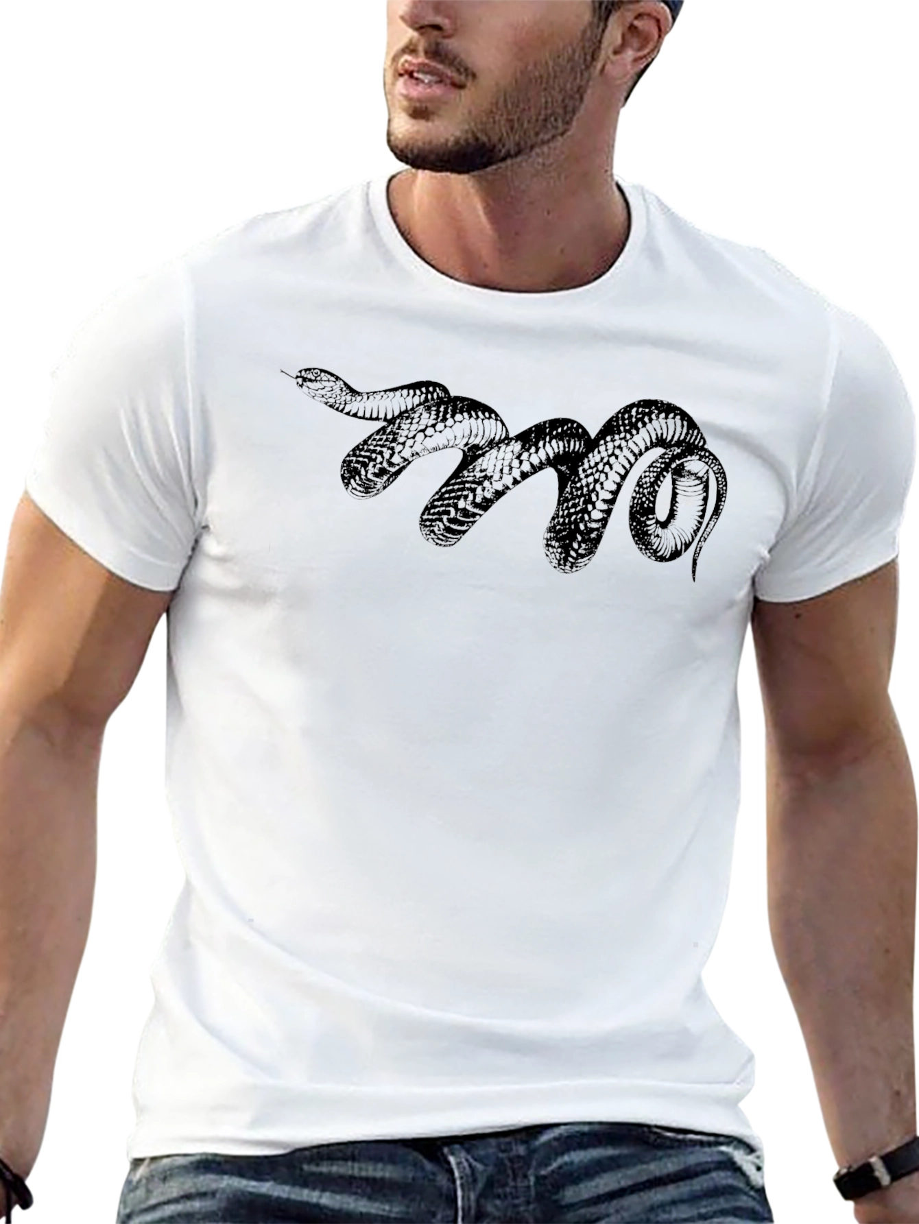 Black Black Snake Graphic Tee - Mens Casual T-Shirt view 13