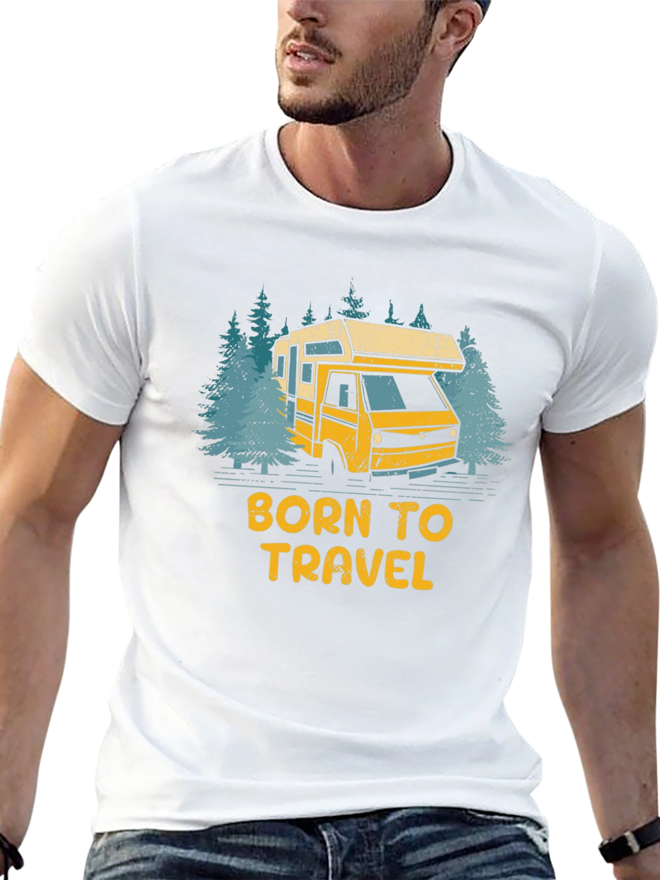 Black Born to Travel RV Camping T-Shirt view 13