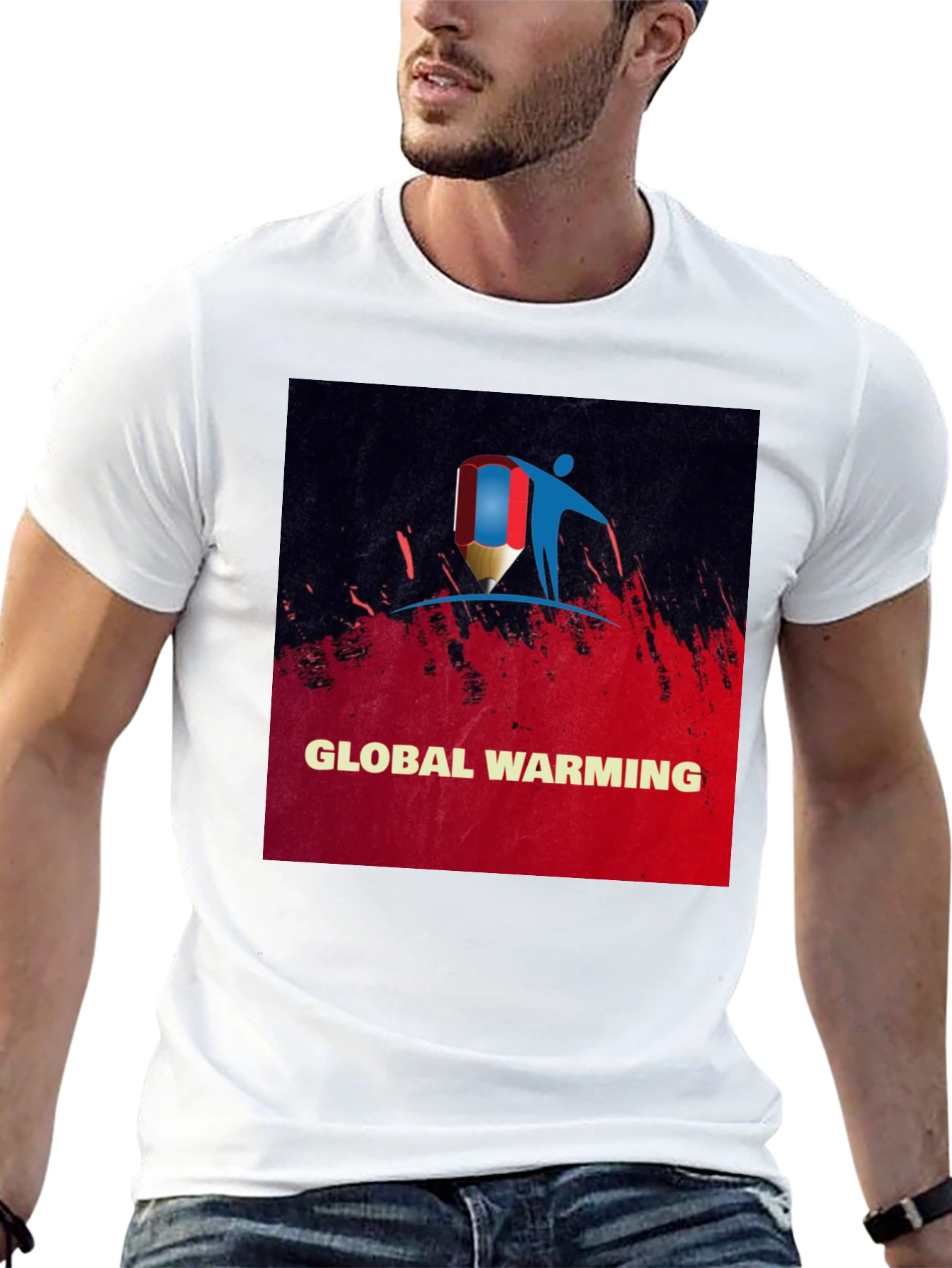 Black Global Warming Awareness Tee - Stylish Black T-Shirt view 13