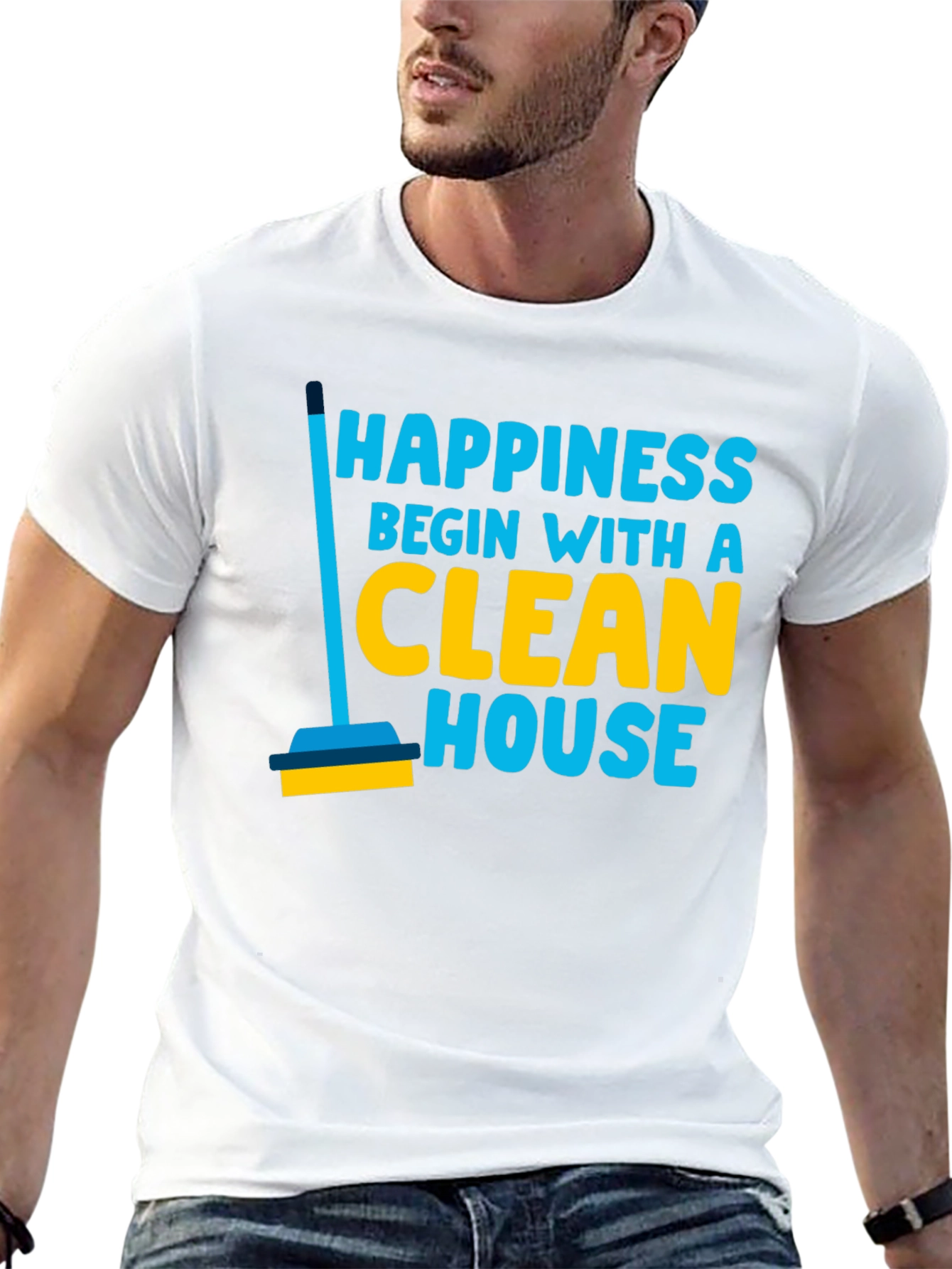 Black Happiness Begins With a Clean House Graphic T-Shirt view 13