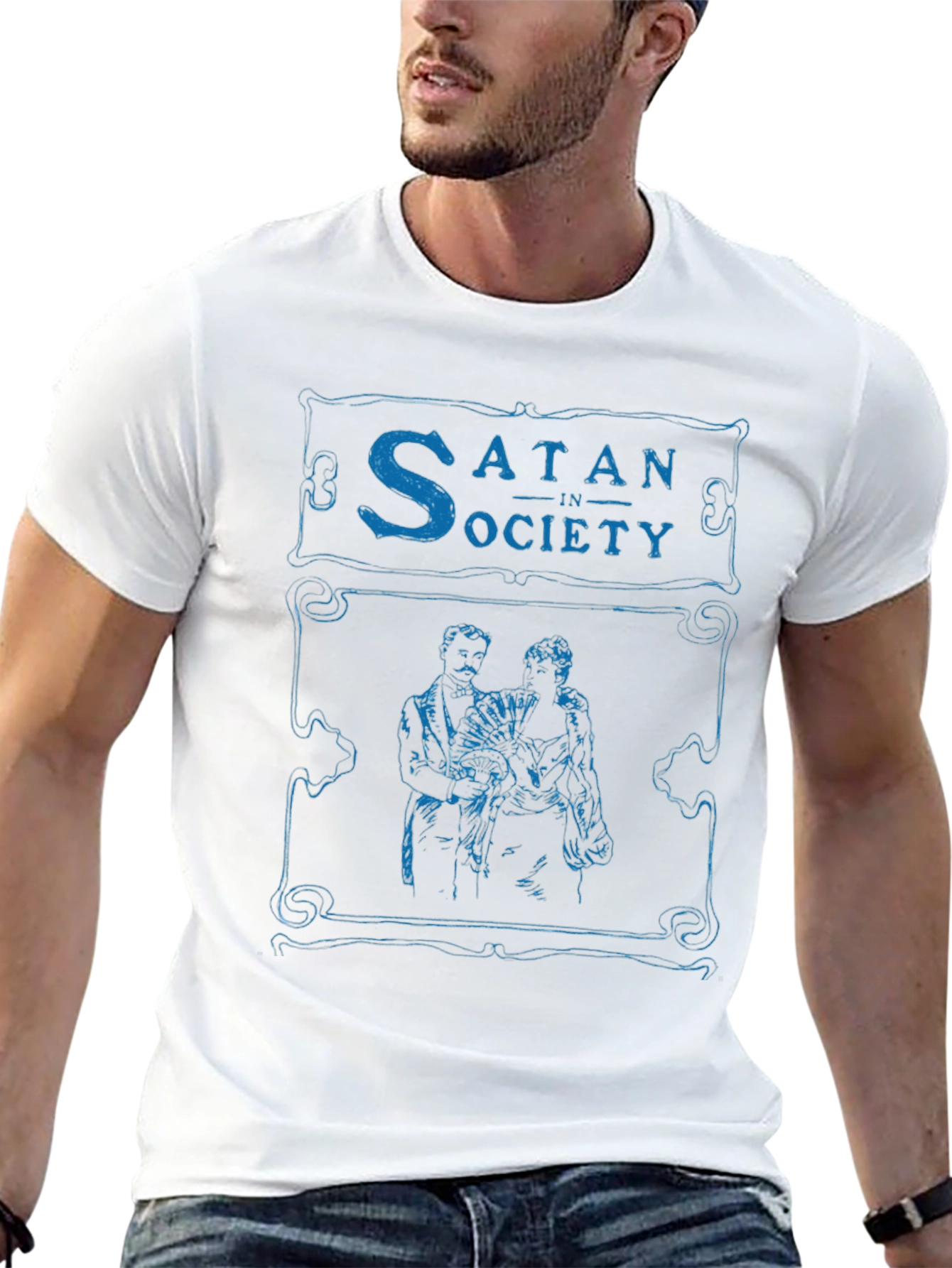 Black Satan In Society T-Shirt - Vintage Design view 13