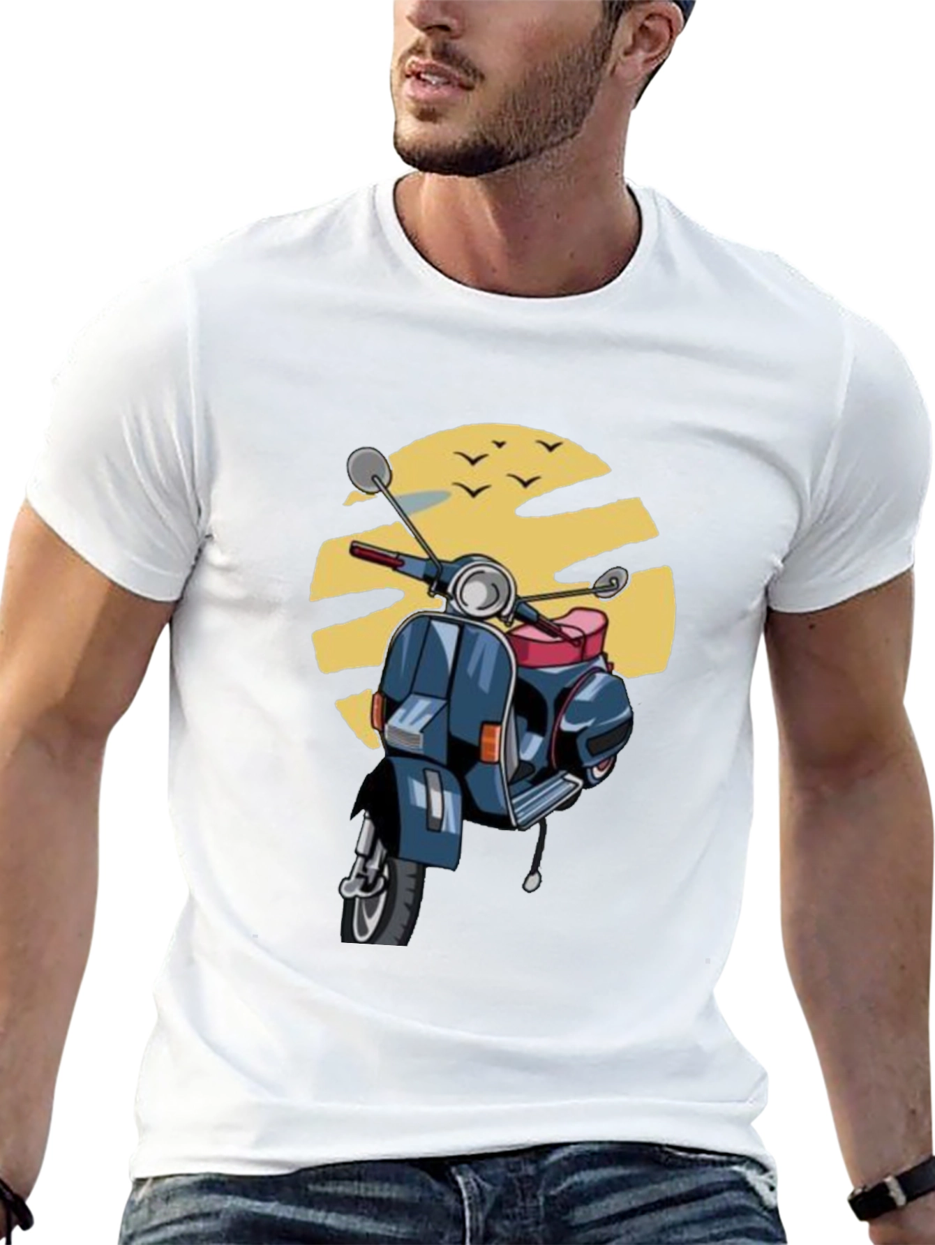 Black Retro Scooter T-Shirt - Vintage Style Graphic Tee view 13