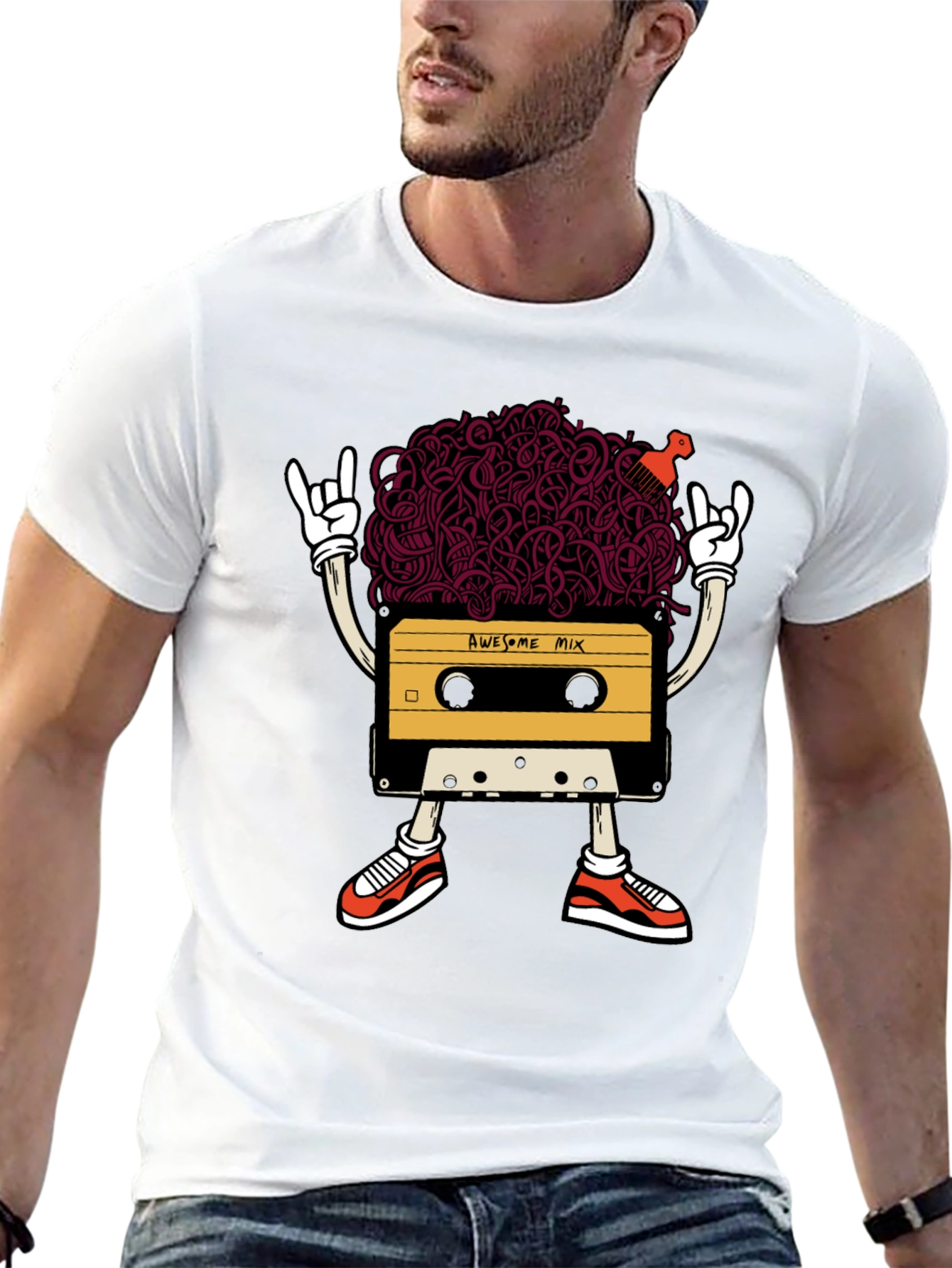 Black Awesome Mix Tape Graphic T-Shirt view 13