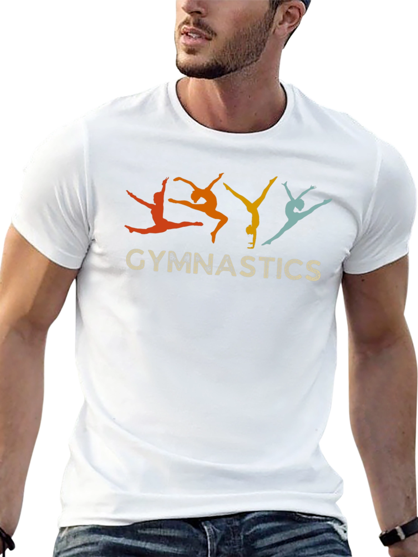 Black Gymnastics Retro Style Black T-Shirt view 13