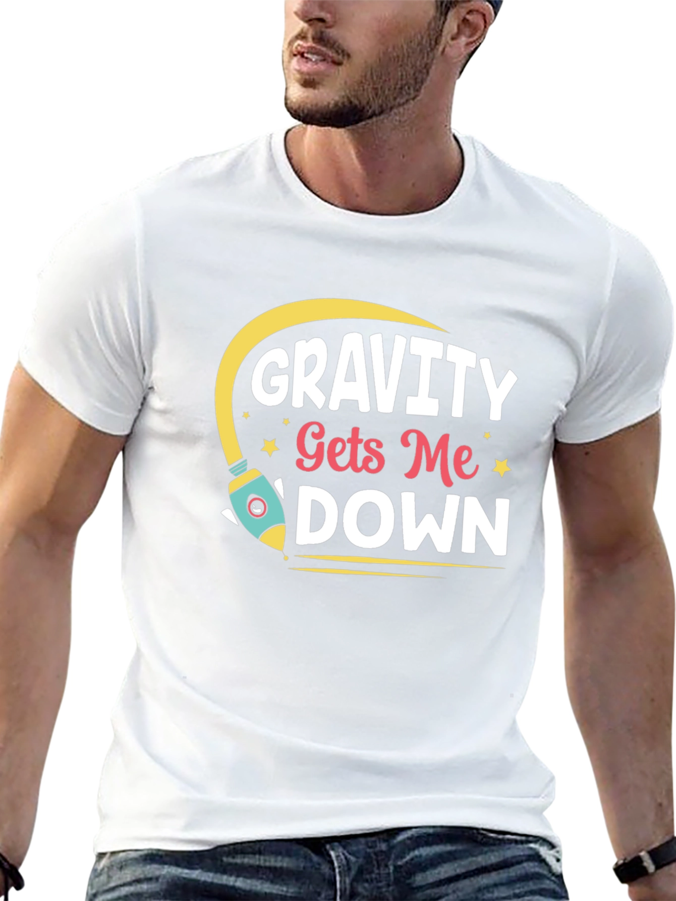 Black Gravity Gets Me Down Graphic T-Shirt view 13
