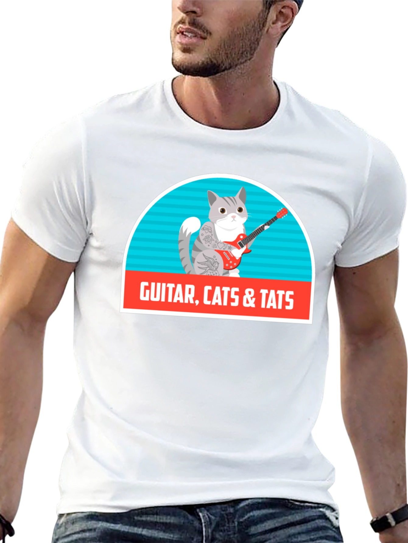 Black Guitar Cats & Tats T-Shirt view 13