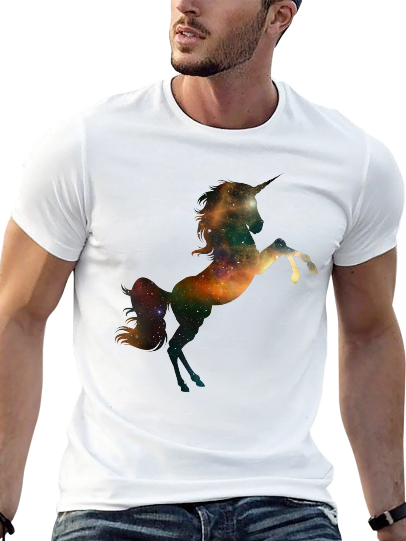 Black Galaxy Unicorn Black T-Shirt view 13