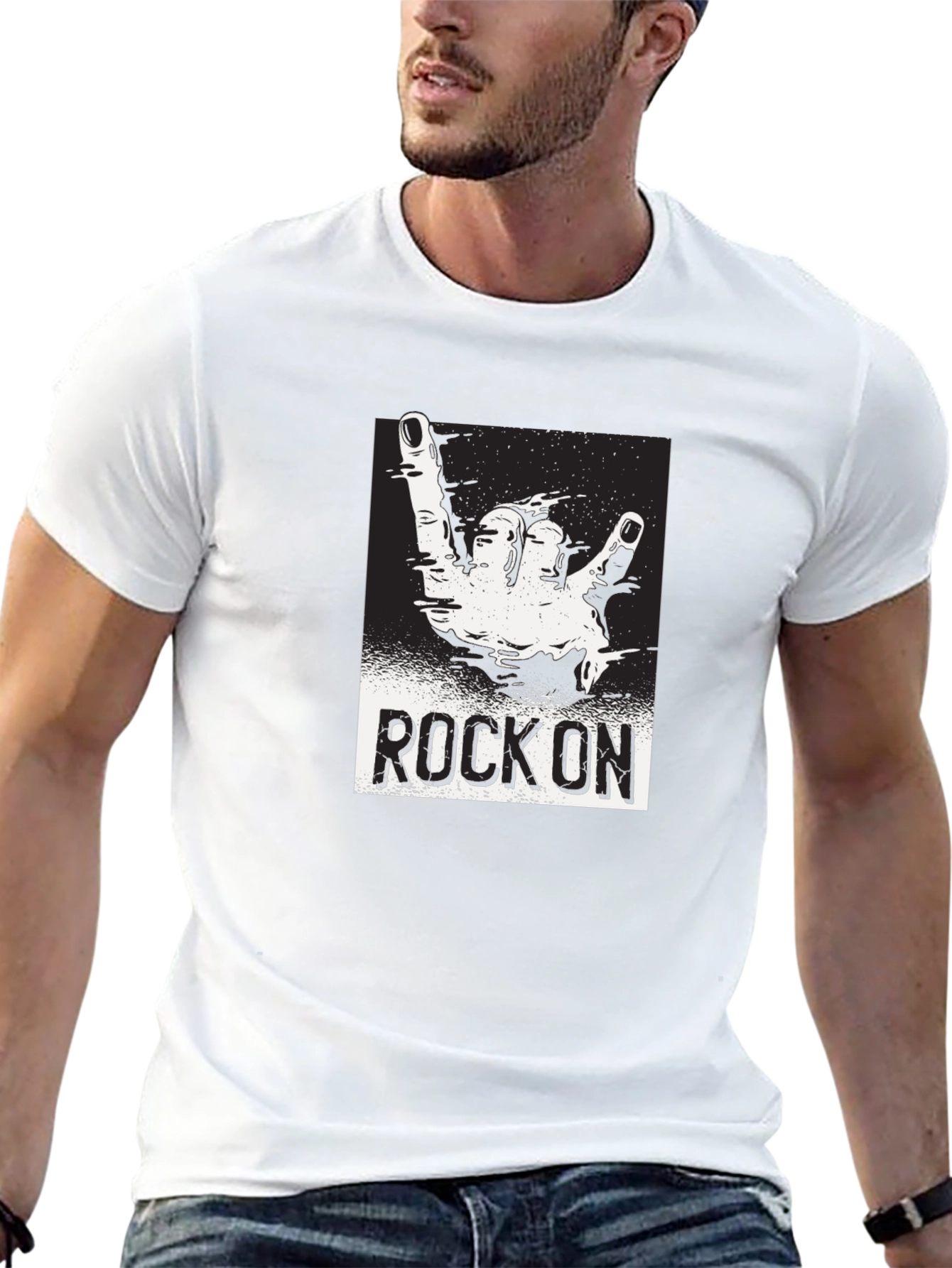 Black Rock On Graphic Black T-Shirt view 13