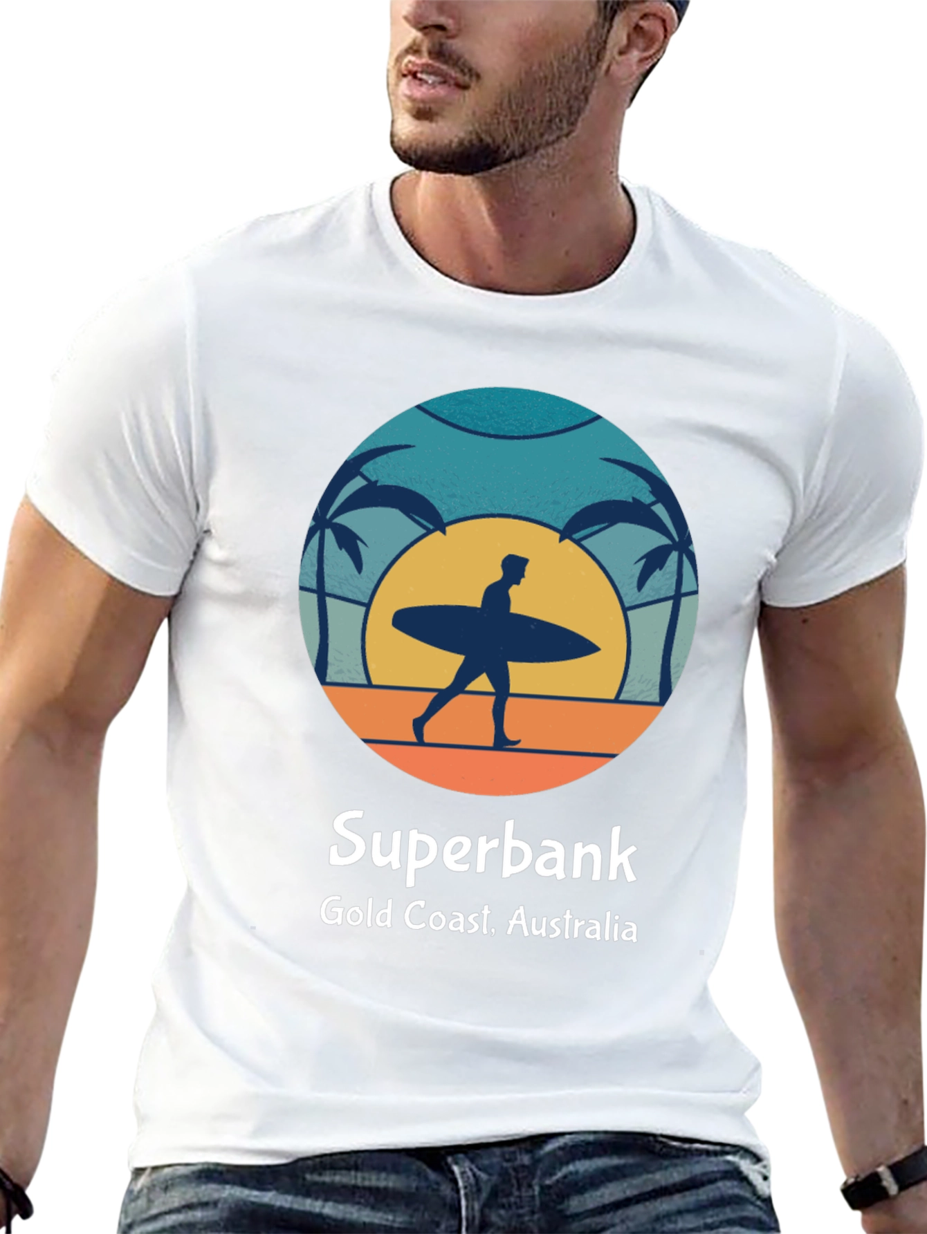 Black Superbank Gold Coast Surfer Graphic T-Shirt view 13