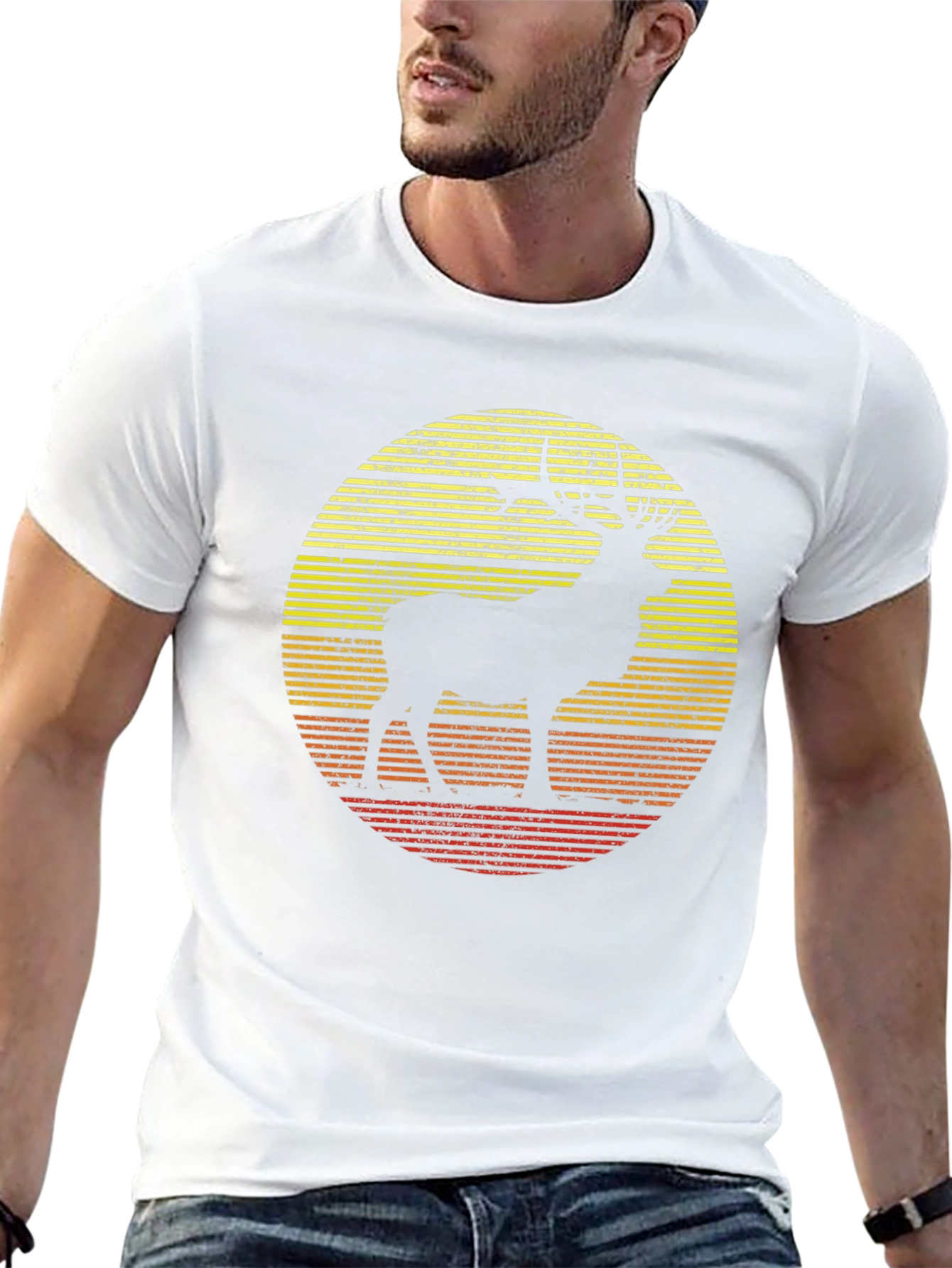 Black Retro Elk Sunset Graphic T-Shirt view 13
