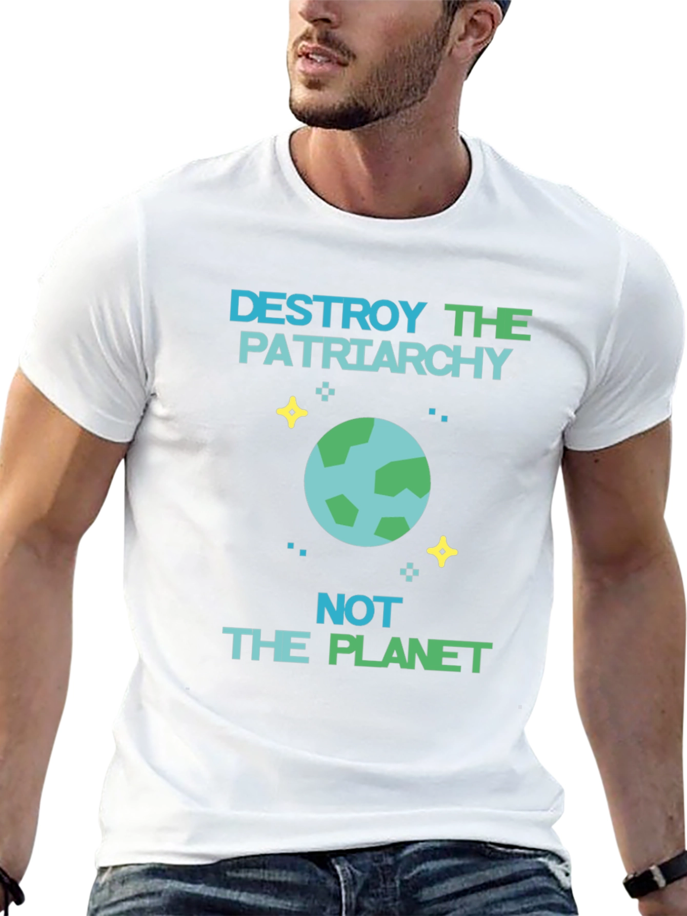 Black Destroy Patriarchy, Not Planet Graphic Tee view 13