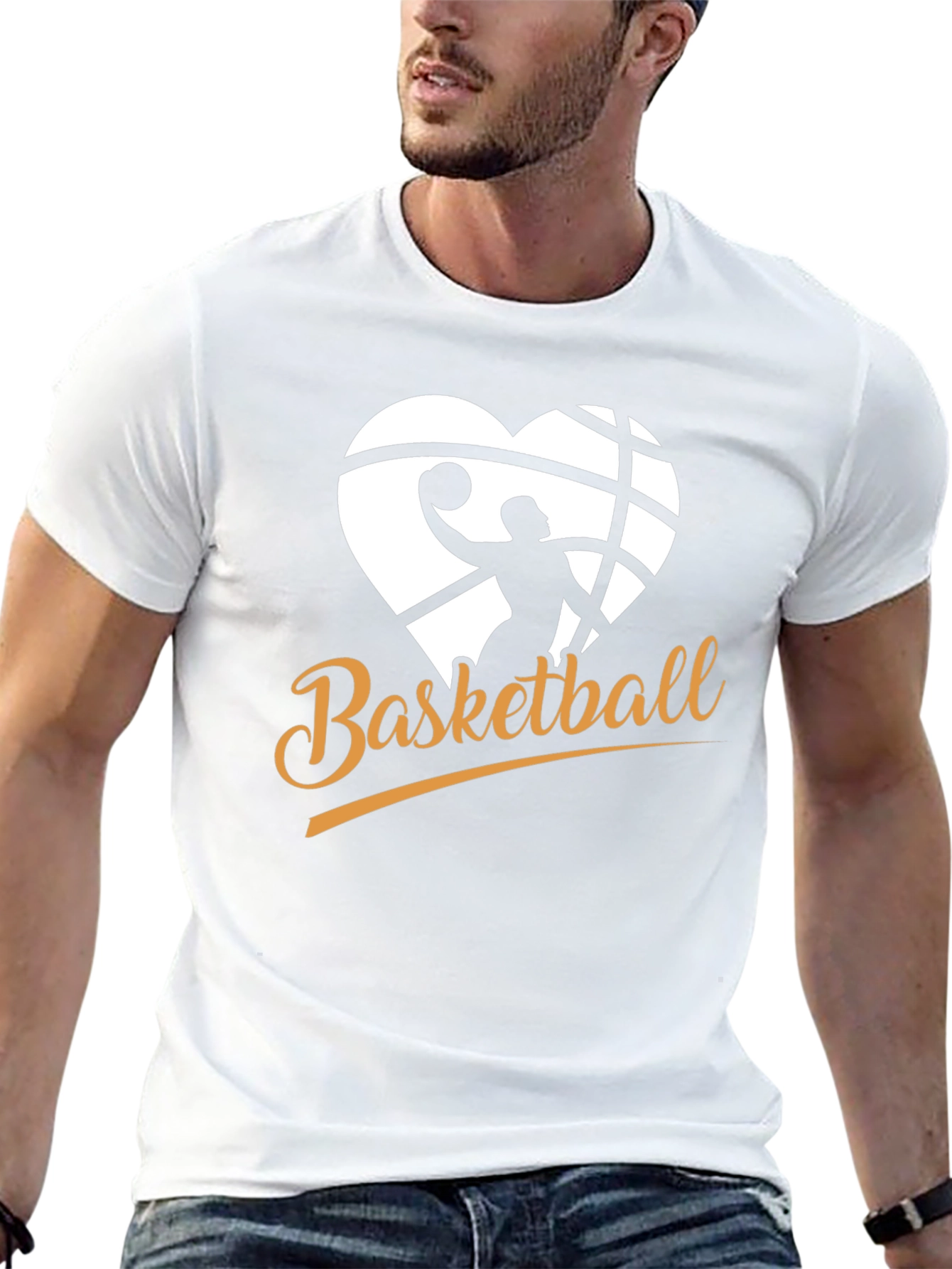 Black Basketball Heart Graphic Black T-Shirt view 13