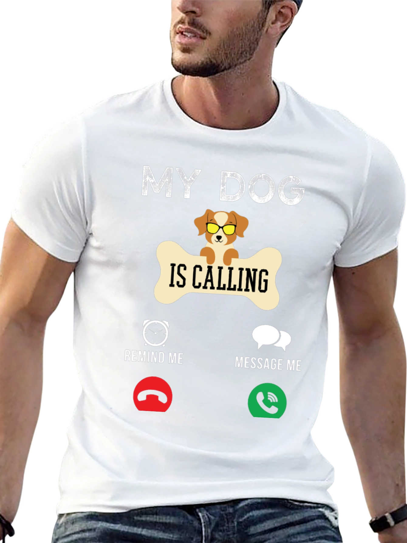 Black My Dog is Calling T-Shirt | Novelty Pet Lover Tee view 13