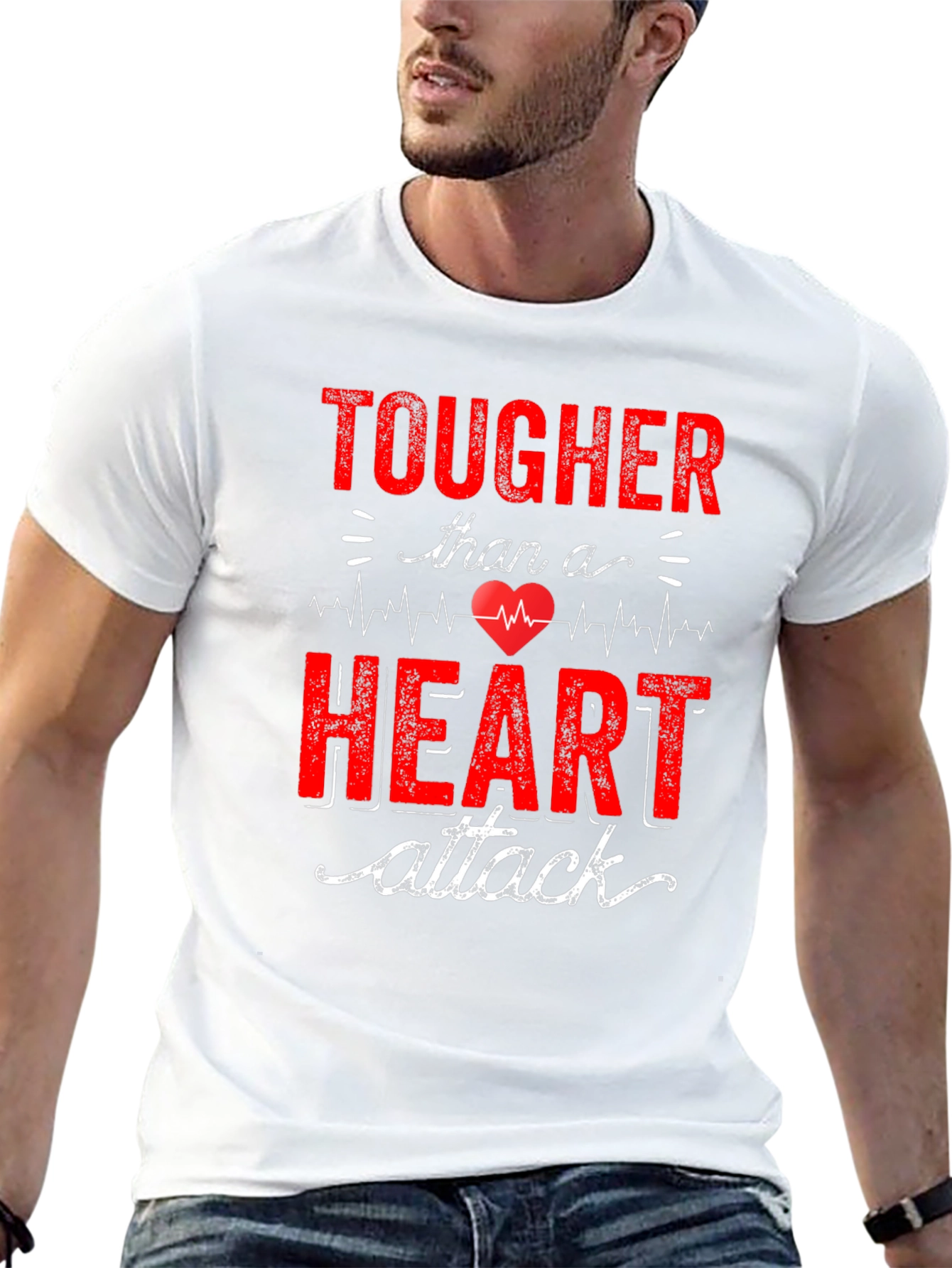 Black Tougher Than a Heart Attack Graphic Tee view 13