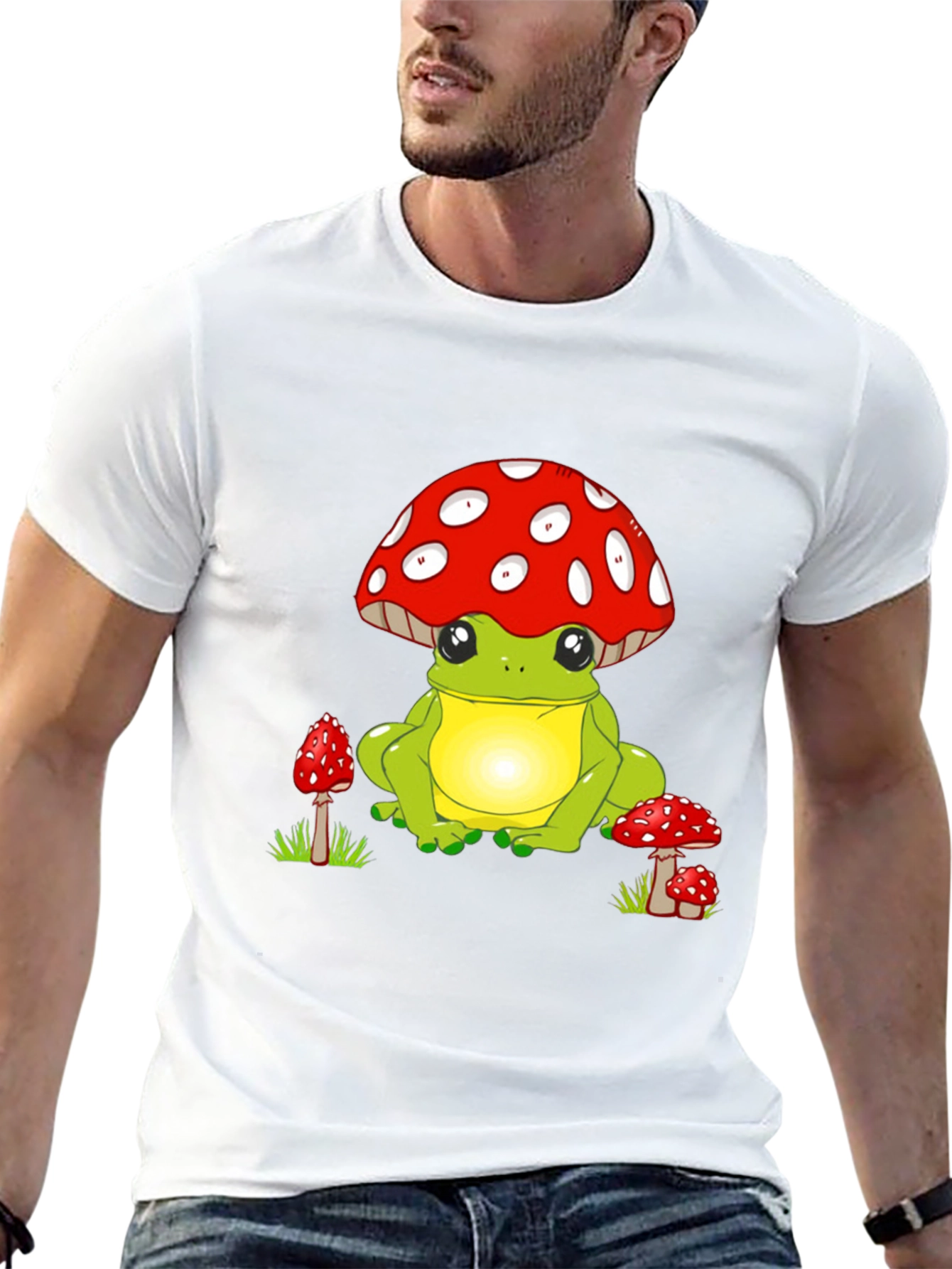 Black Frog Mushroom T-Shirt - Whimsical Design view 13
