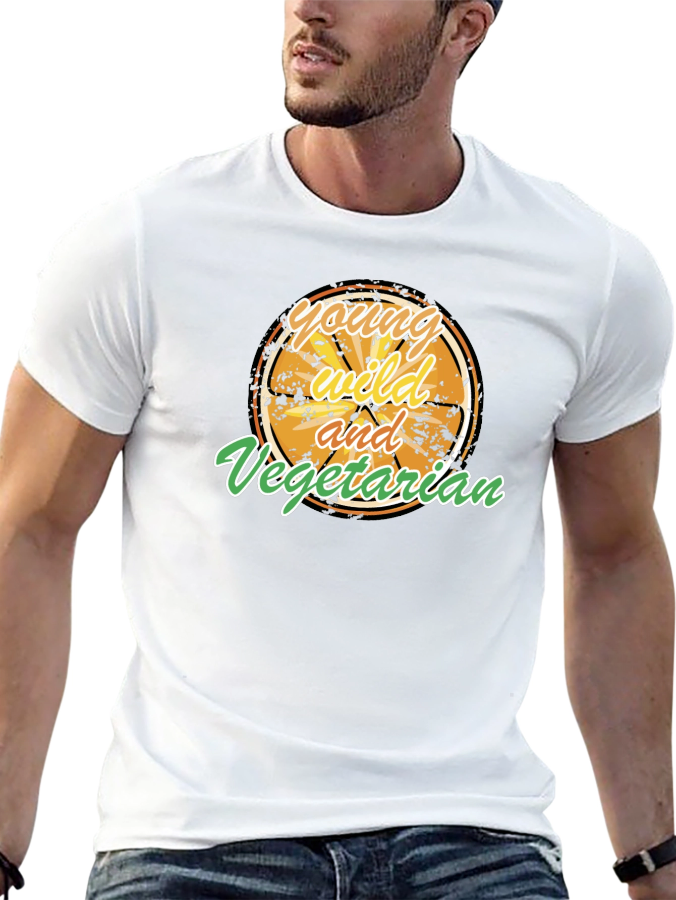 Black Young Wild and Vegetarian Graphic T-Shirt view 13