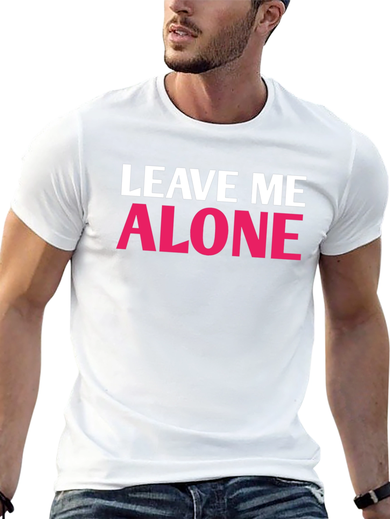 Black Leave Me Alone Graphic T-Shirt - Funny Slogan Tee view 13