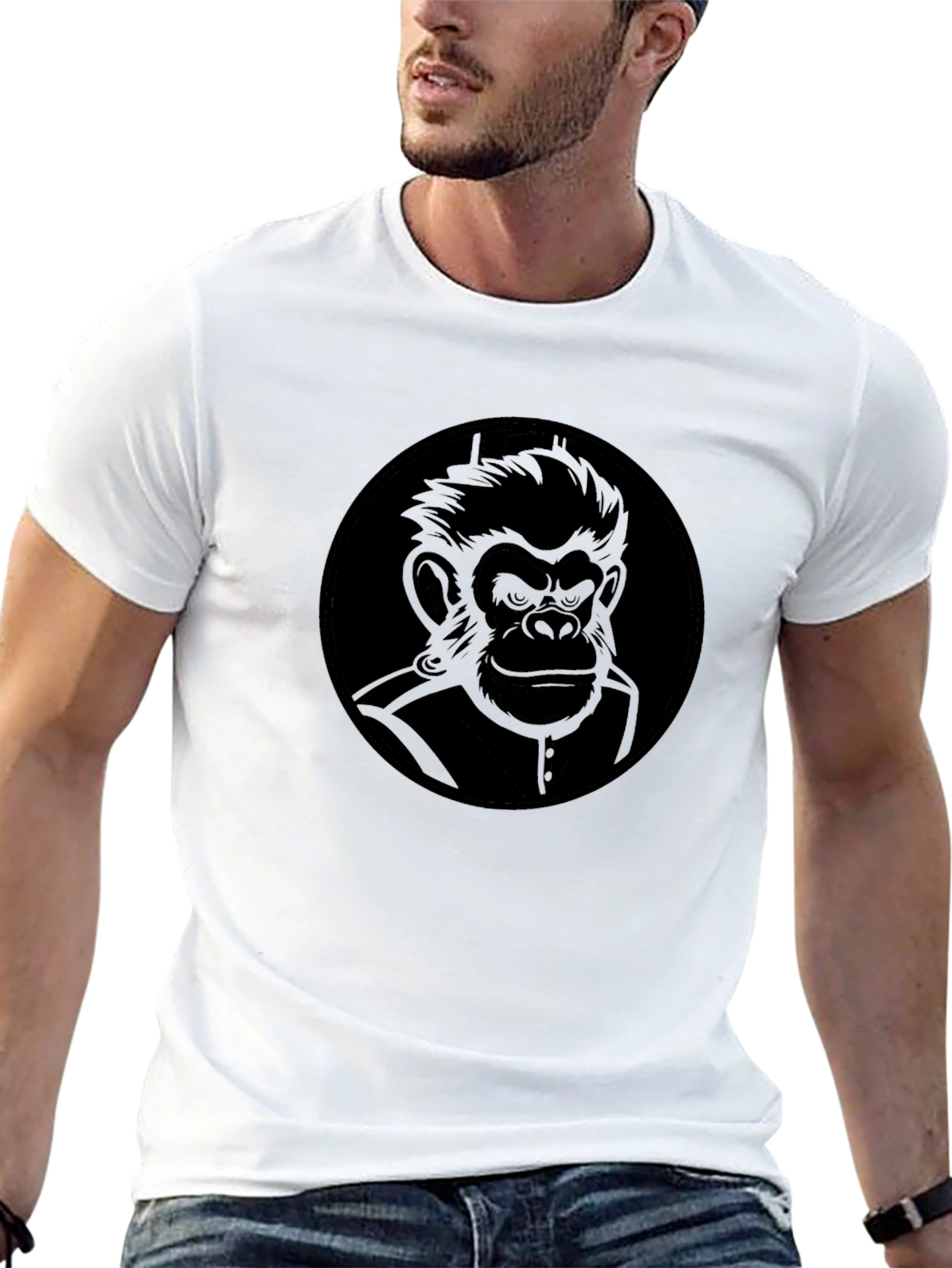 Black Bold Ape Graphic Tee - Black Crew Neck Shirt view 13
