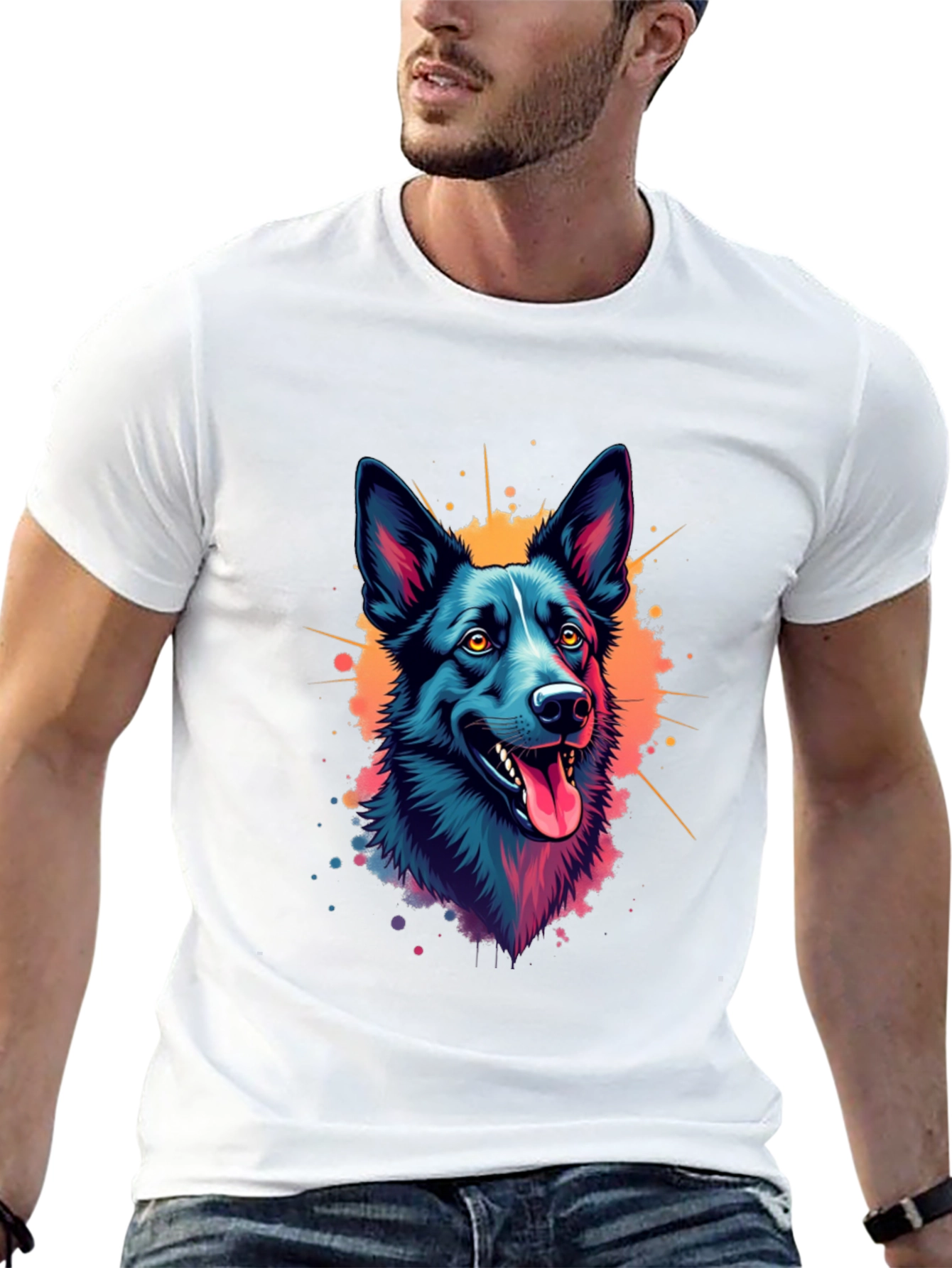 Black Vibrant Dog Graphic T-Shirt - Black view 13