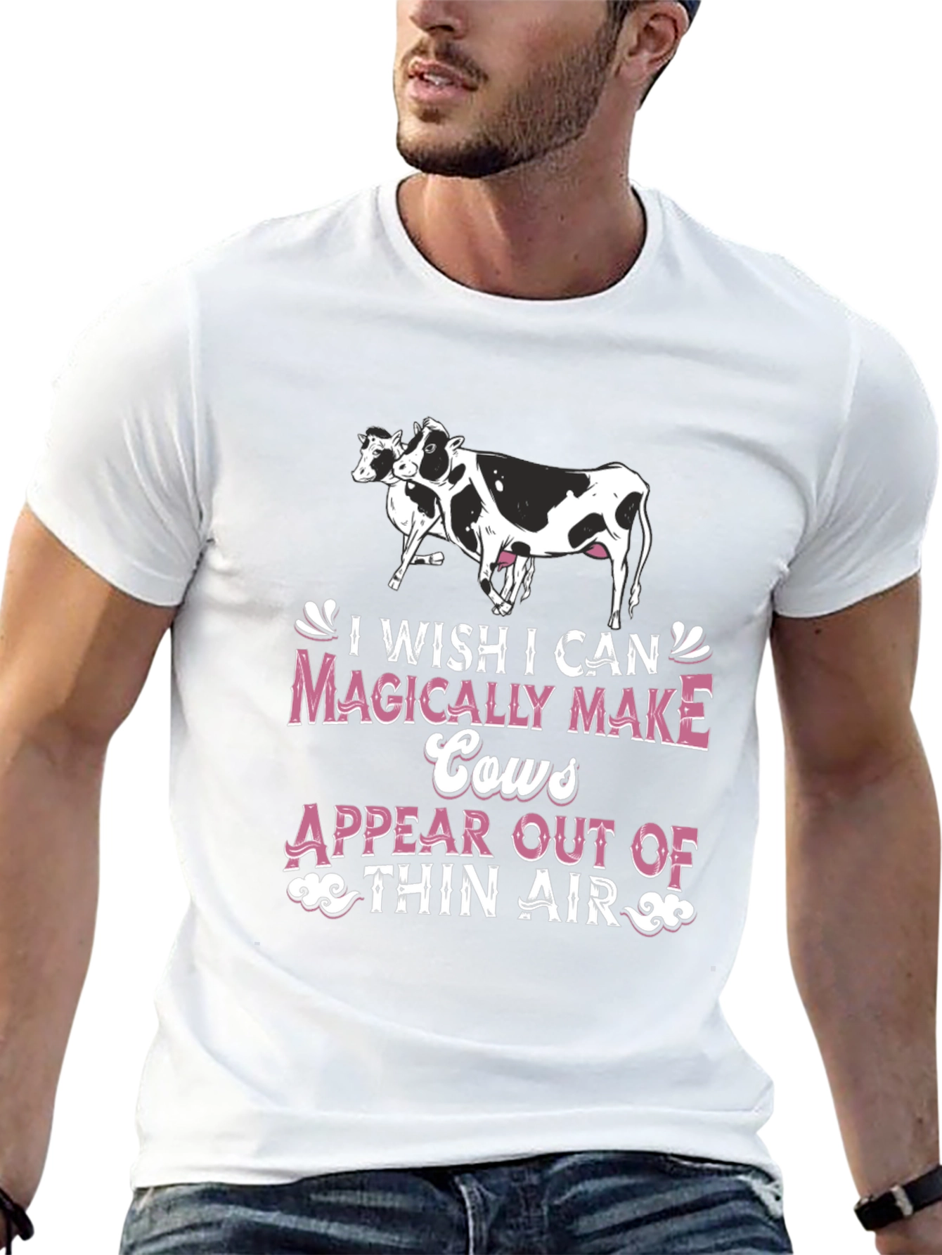 Black Funny Cow Lover T-Shirt - I Wish I Can Magically Make Cows Appear view 13