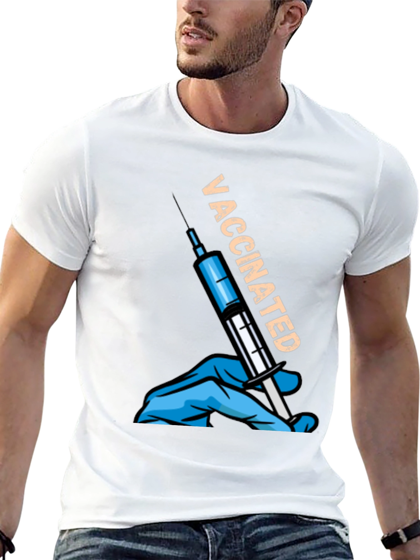 Black Vaccinated T-Shirt - Pro Vaccine Statement Tee view 13