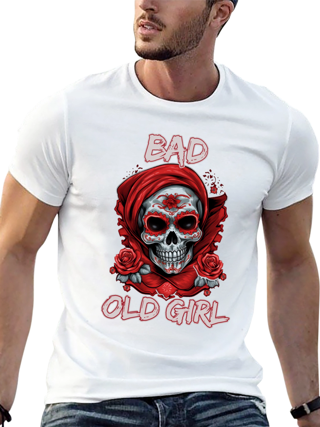 Black Bad Old Girl Sugar Skull Graphic Tee view 13