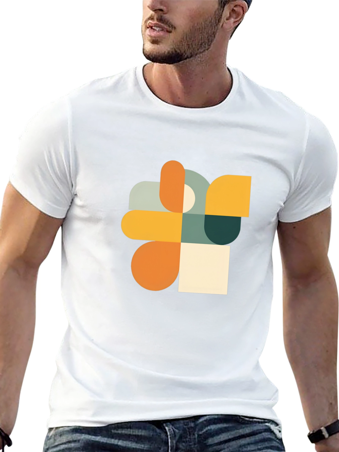 Black Modern Geometric Art Black T-Shirt view 13