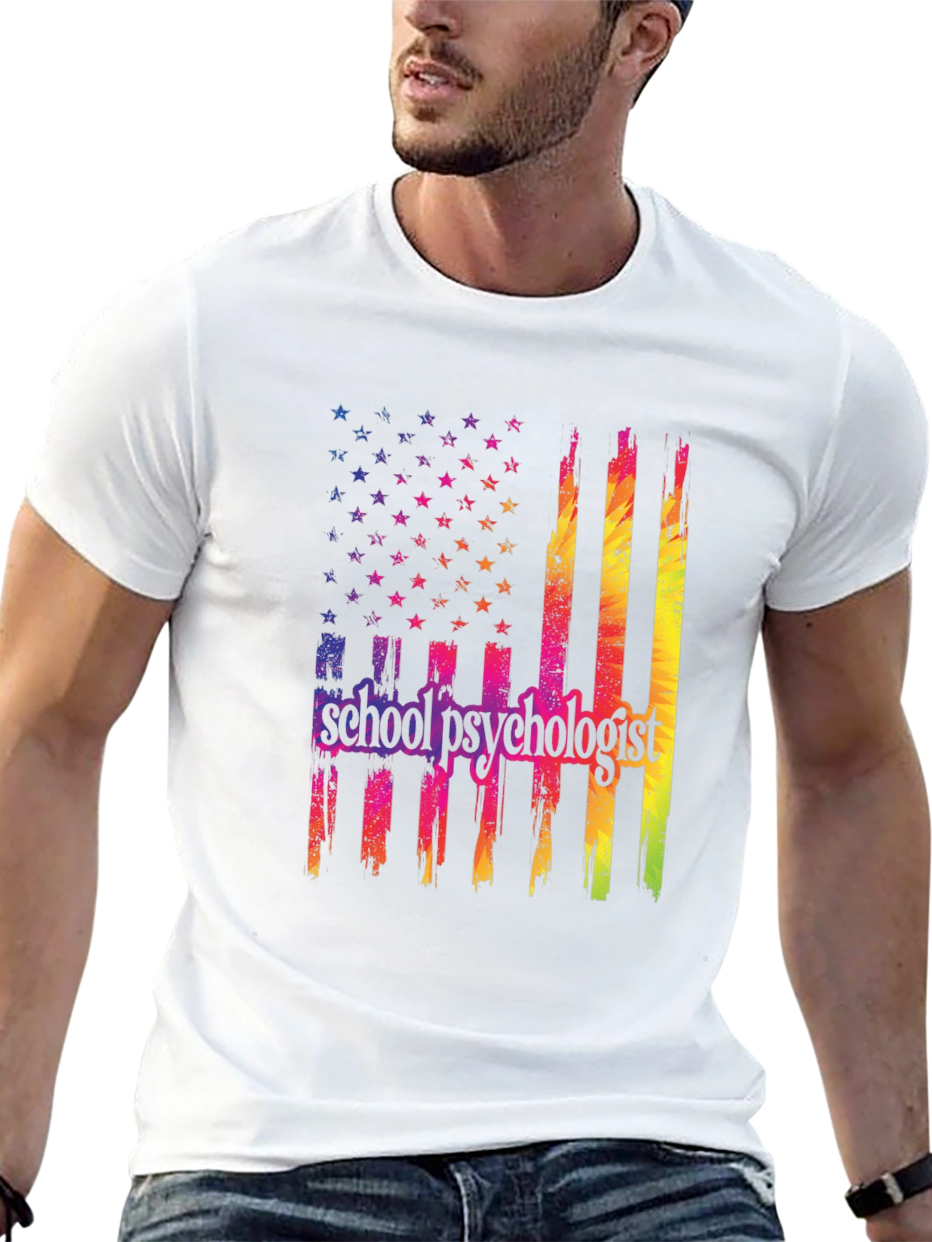 Black School Psychologist Flag Graphic T-Shirt view 13