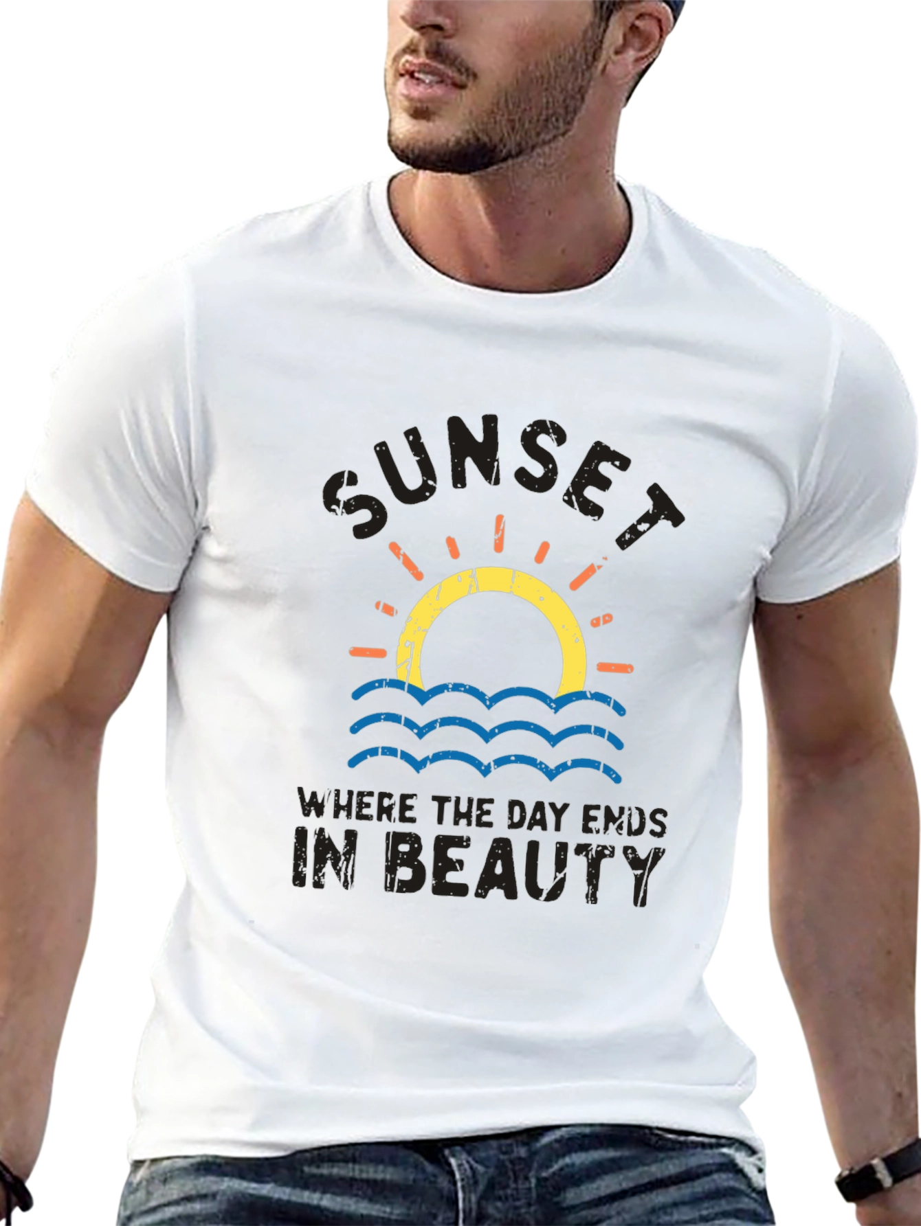 Black Sunset Beach T-Shirt - Where the Day Ends in Beauty view 13