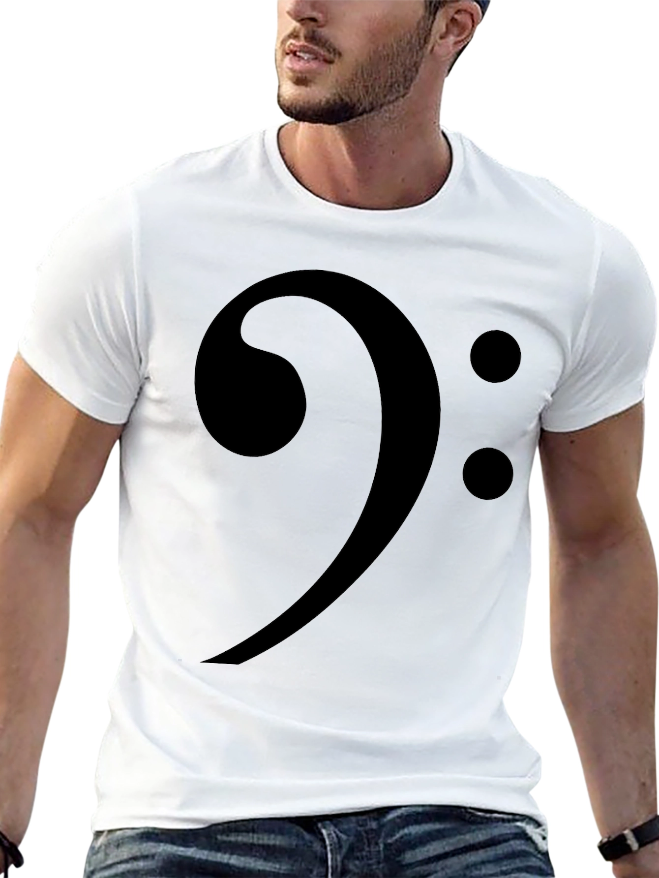 Black Bass Clef Black Graphic Tee - Music Lover Shirt view 13