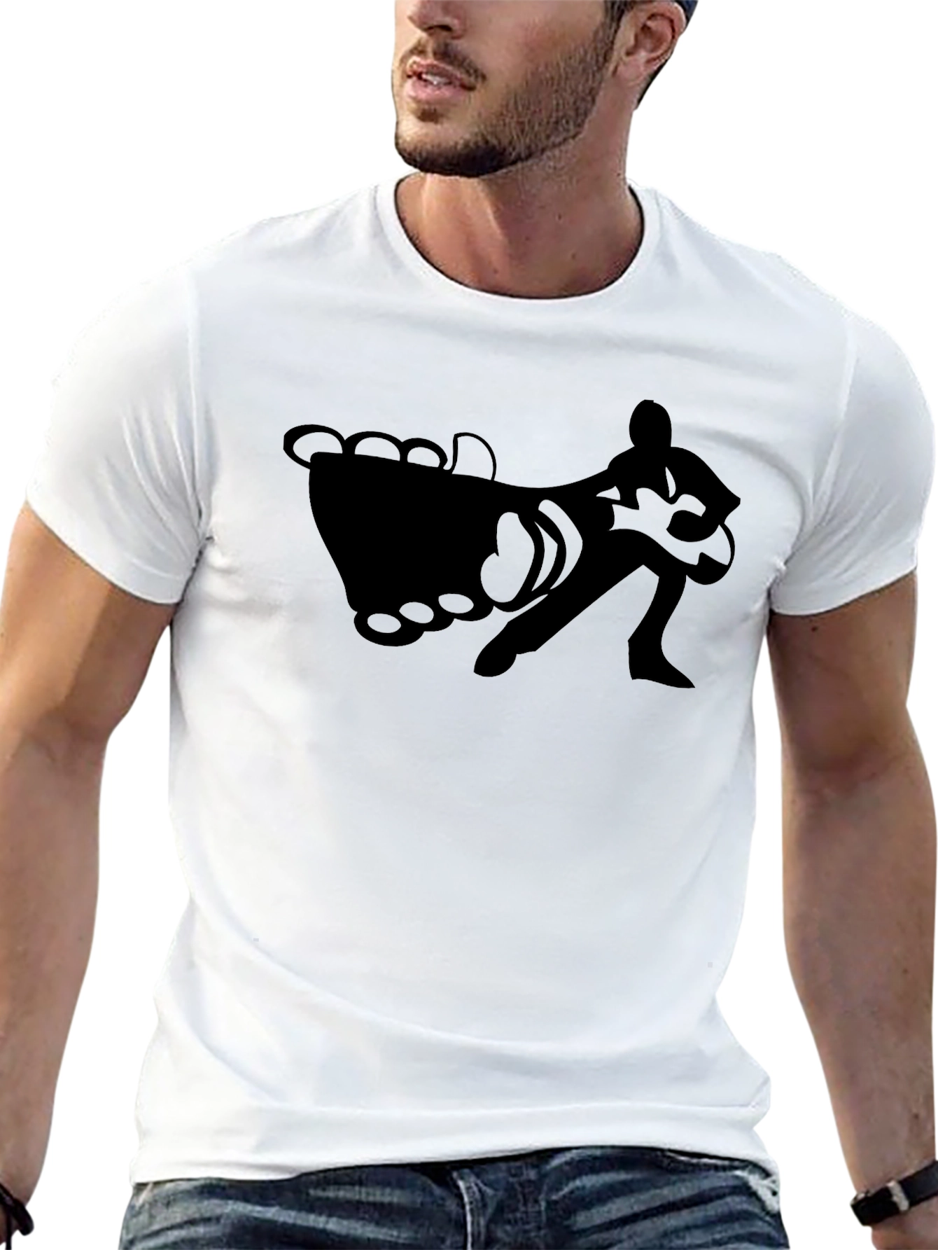 Black Black T-Shirt with Foot and Guitarist Graphic view 13