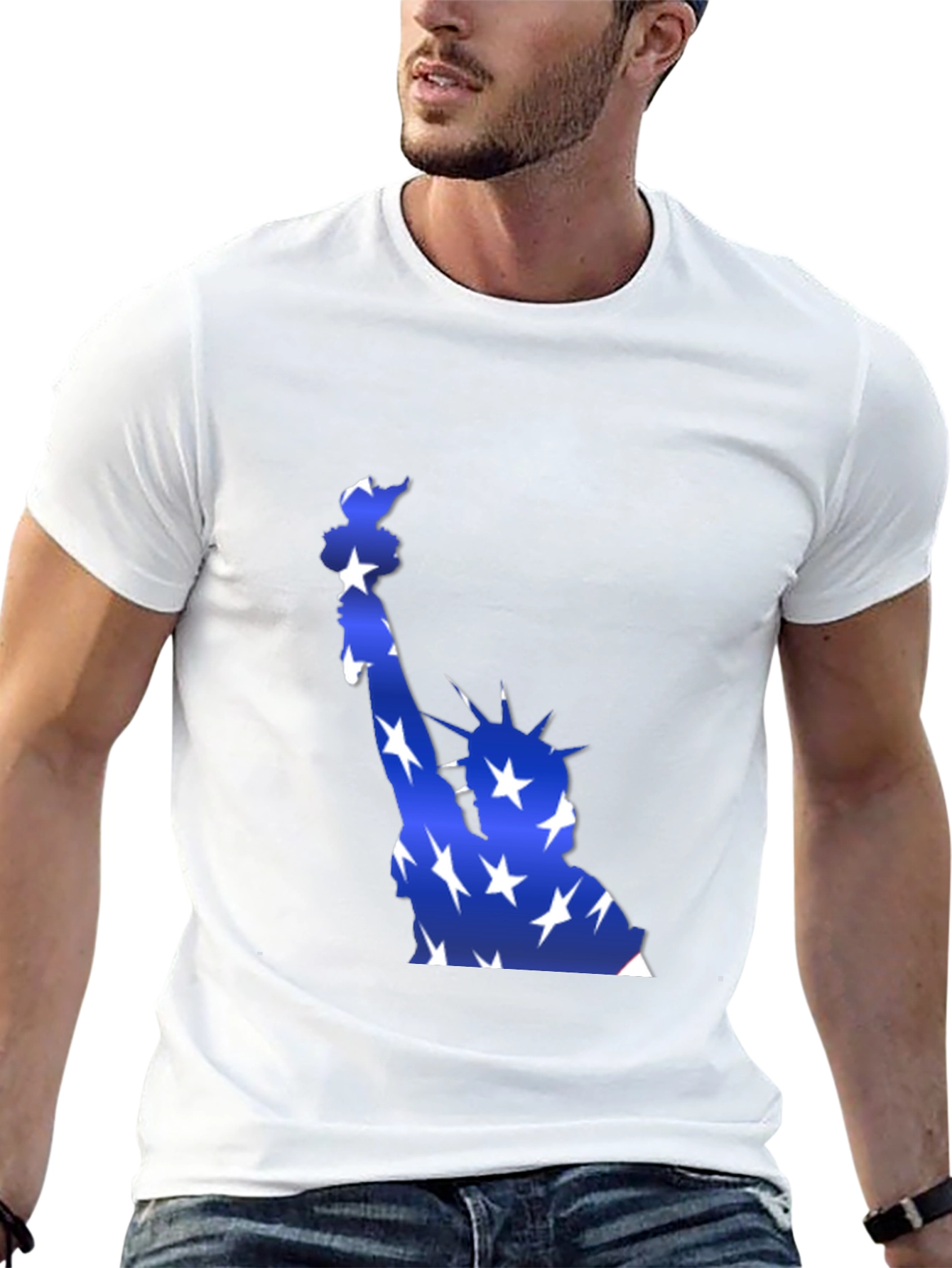 Black Statue of Liberty Patriotic Graphic T-Shirt view 13