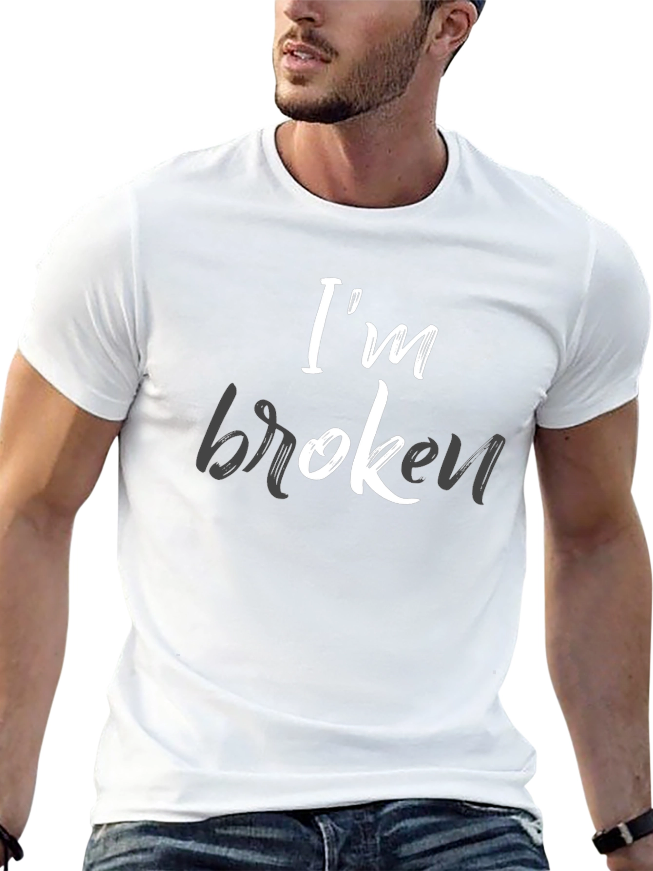 Black I'm Broken Graphic Tee - Men's Black T-Shirt view 13