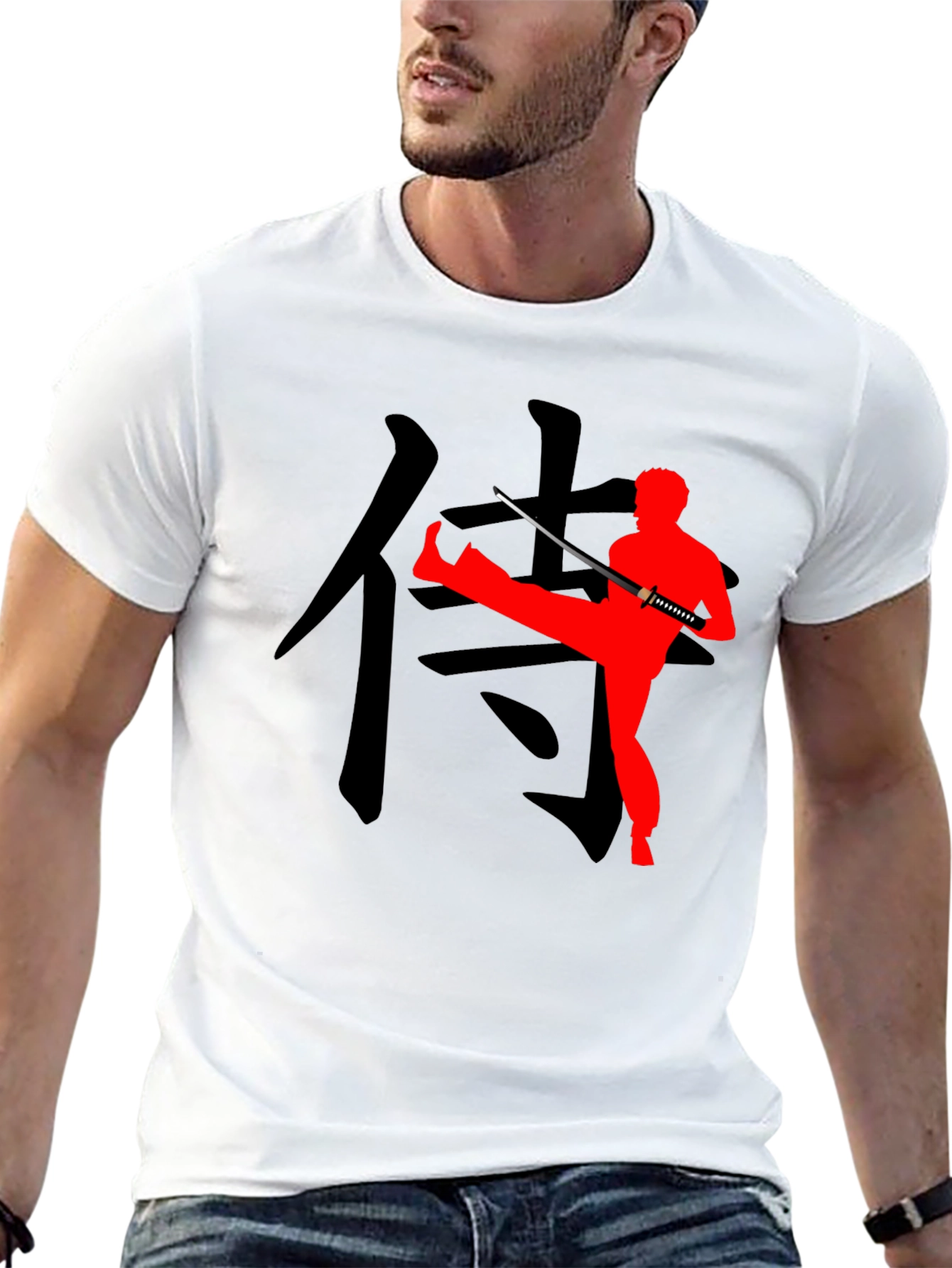 Black Samurai Warrior Graphic Tee view 13