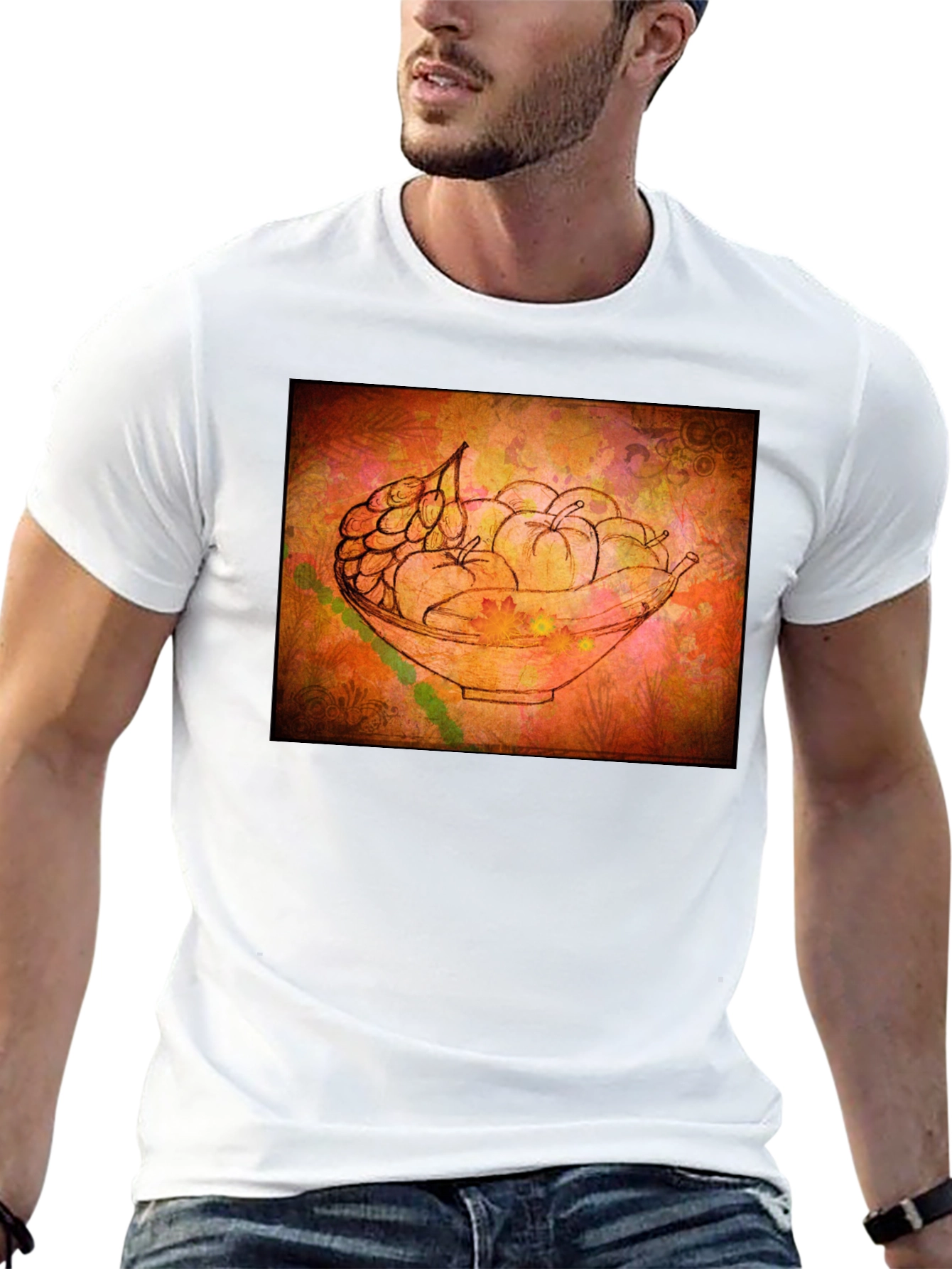 Black Fruit Bowl Graphic Tee - Artistic Black T-Shirt view 13