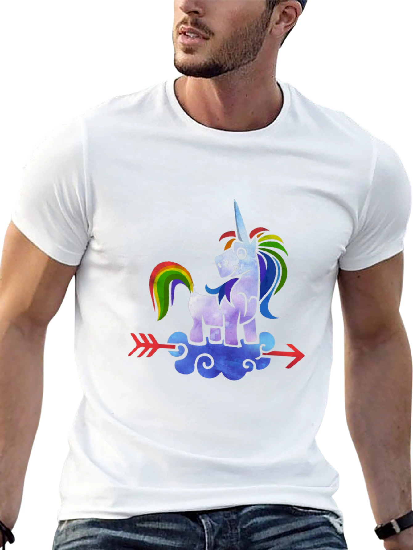 Black Unicorn Arrow T-Shirt - Rainbow Graphic Tee view 13