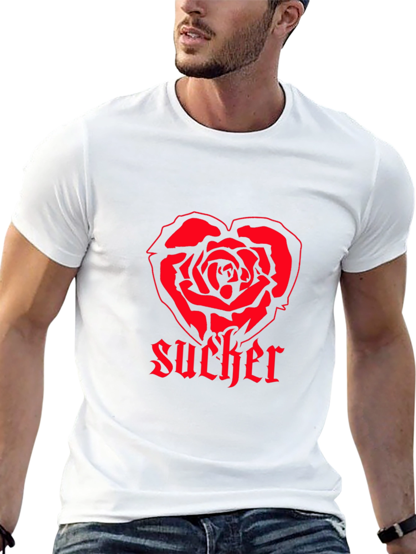 Black Sucker Heart Rose Graphic T-Shirt view 13