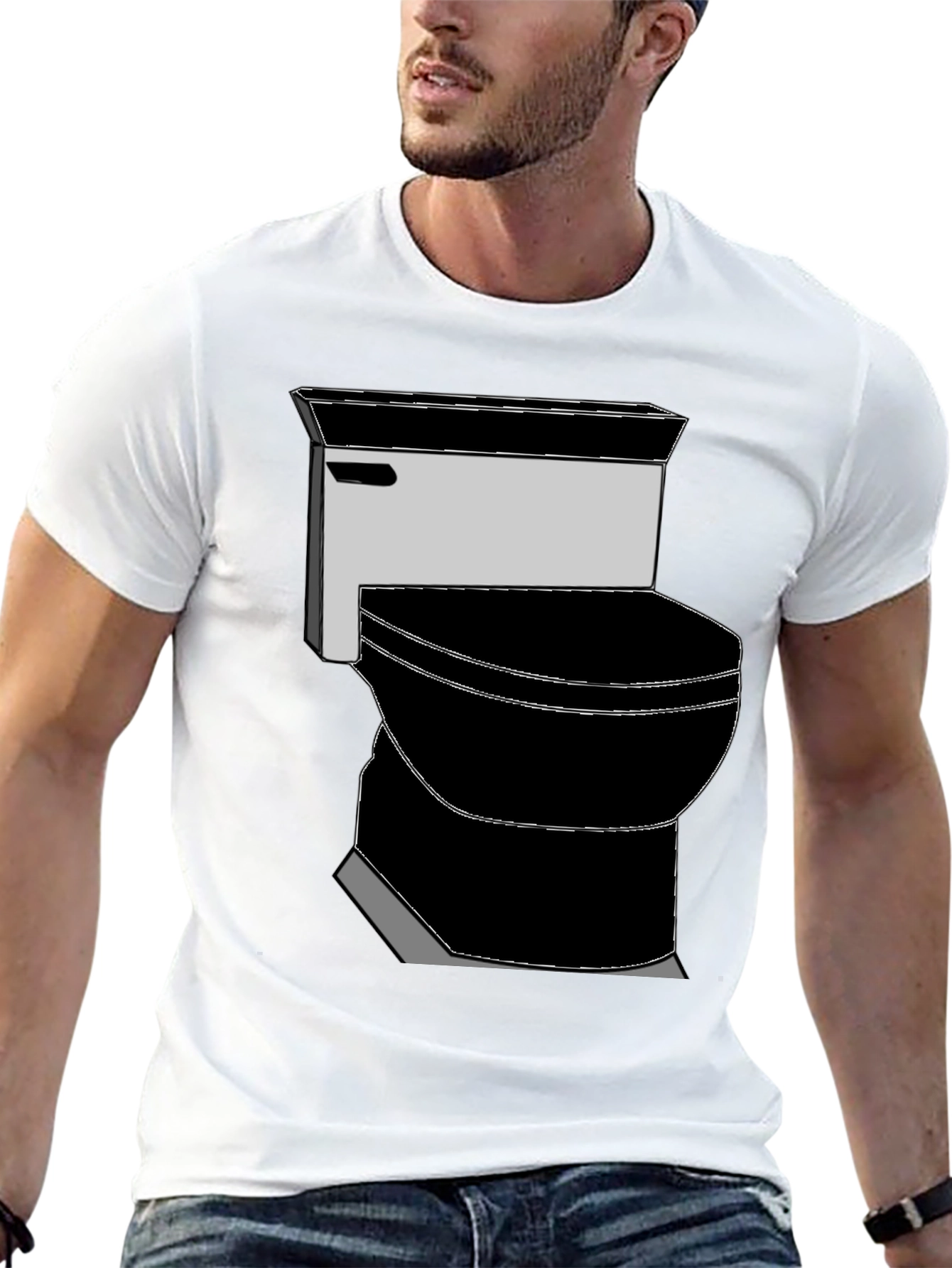 Black Toilet Graphic Tee - Black Novelty T-Shirt view 13