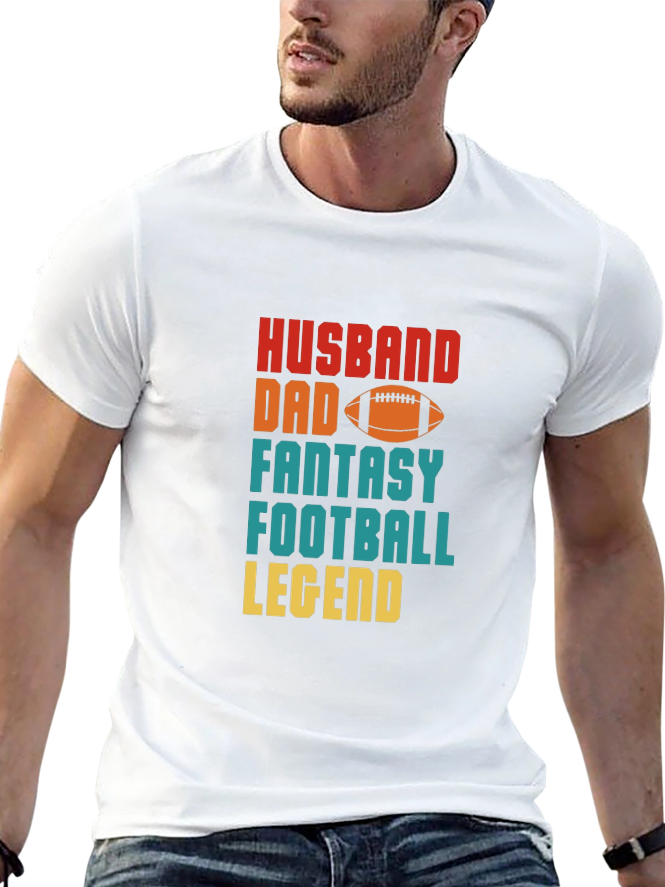 Black Husband Dad Fantasy Football Legend T-Shirt view 13