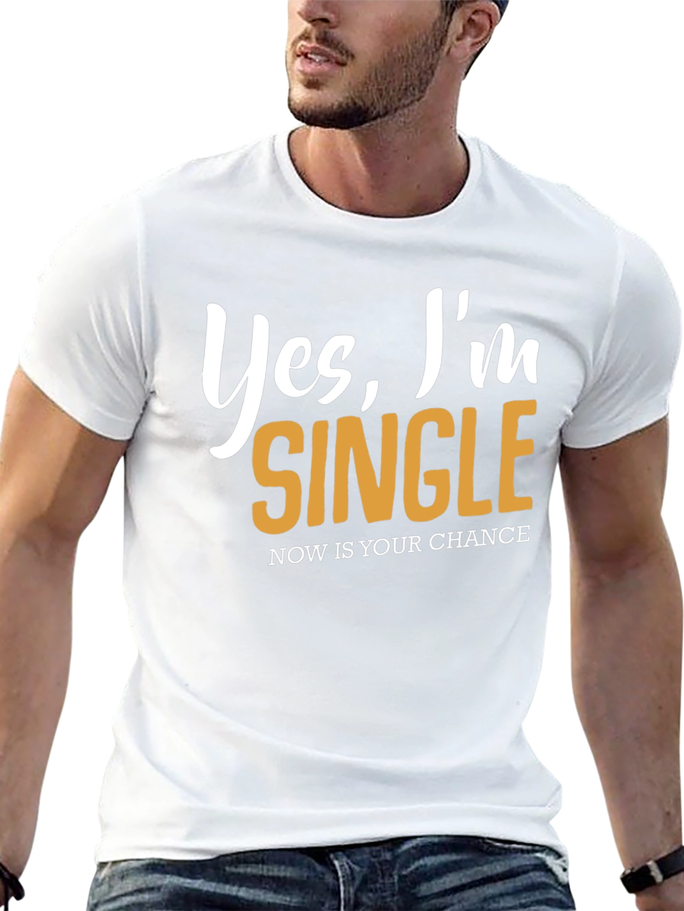 Black Yes, I'm Single T-Shirt - Now's Your Chance! view 13