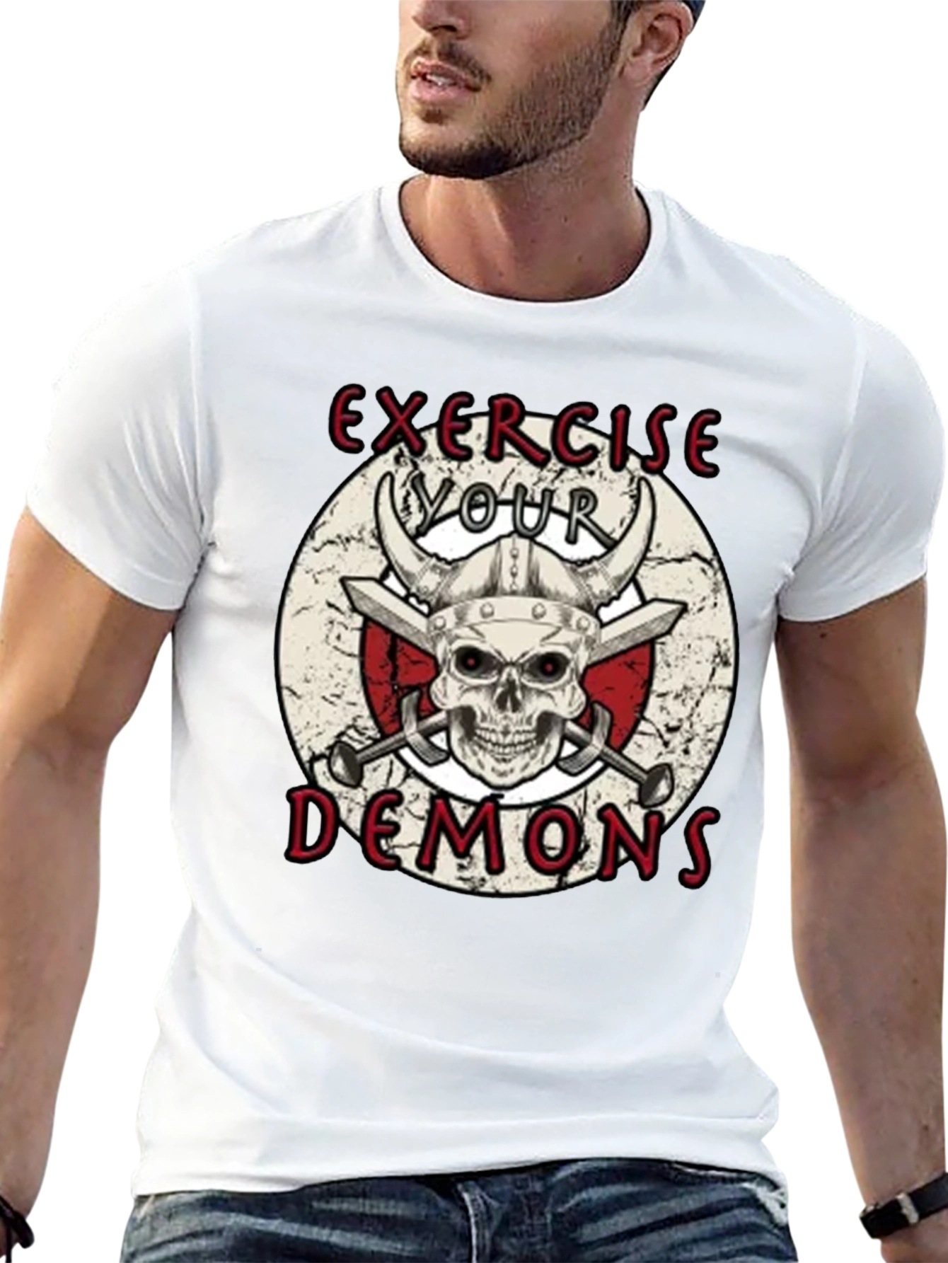 Black Exercise Your Demons Graphic T-Shirt view 13