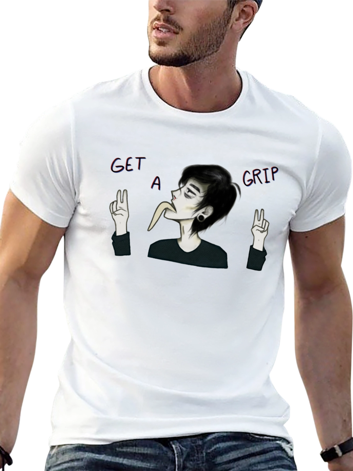 Black Get a Grip Graphic Tee - Unisex Black T-Shirt view 13