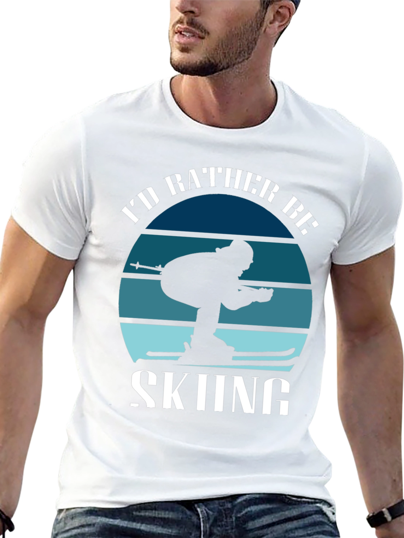 Black I'd Rather Be Skiing T-Shirt view 13