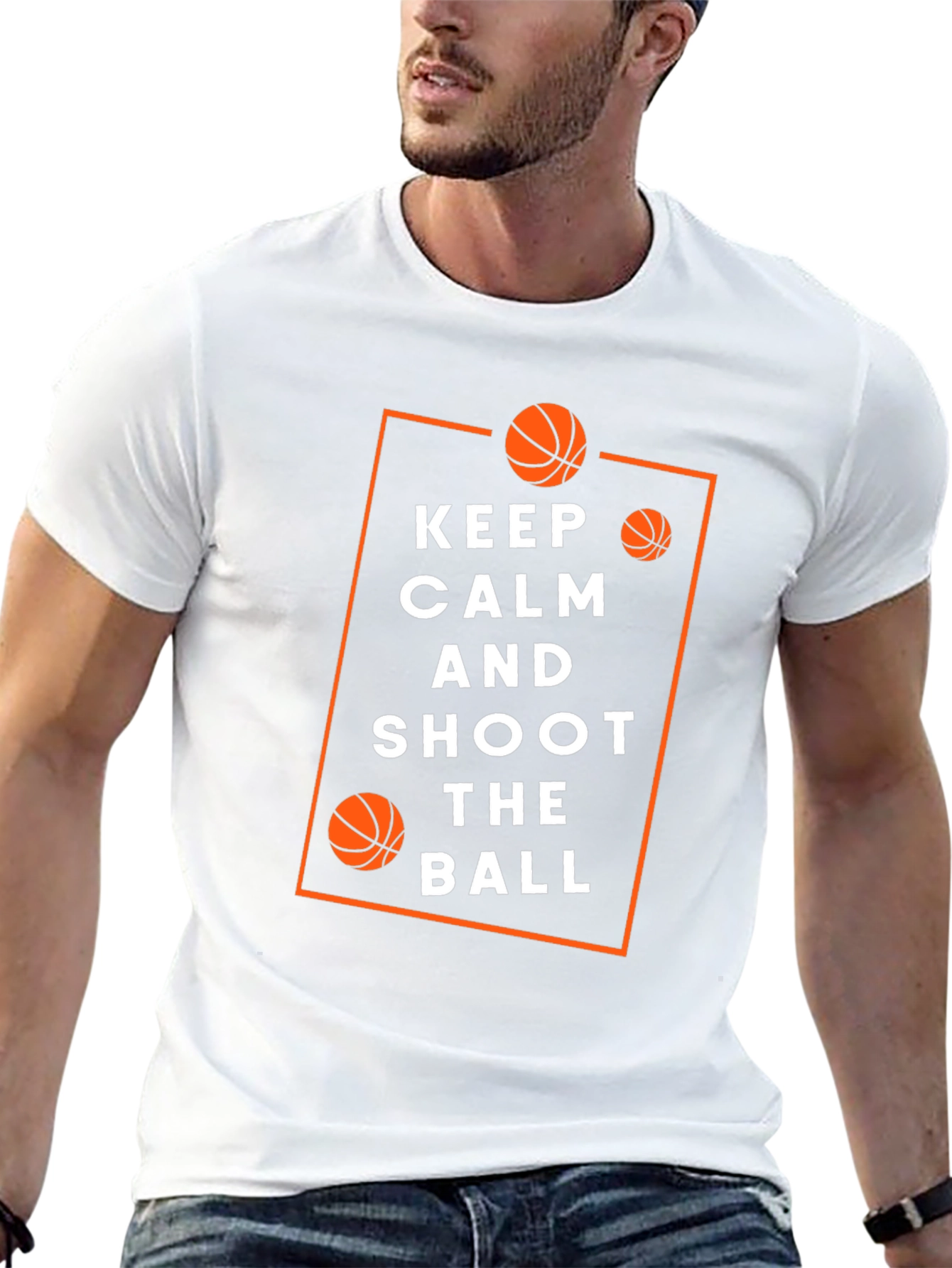 Black Keep Calm & Shoot Basketball T-Shirt view 13