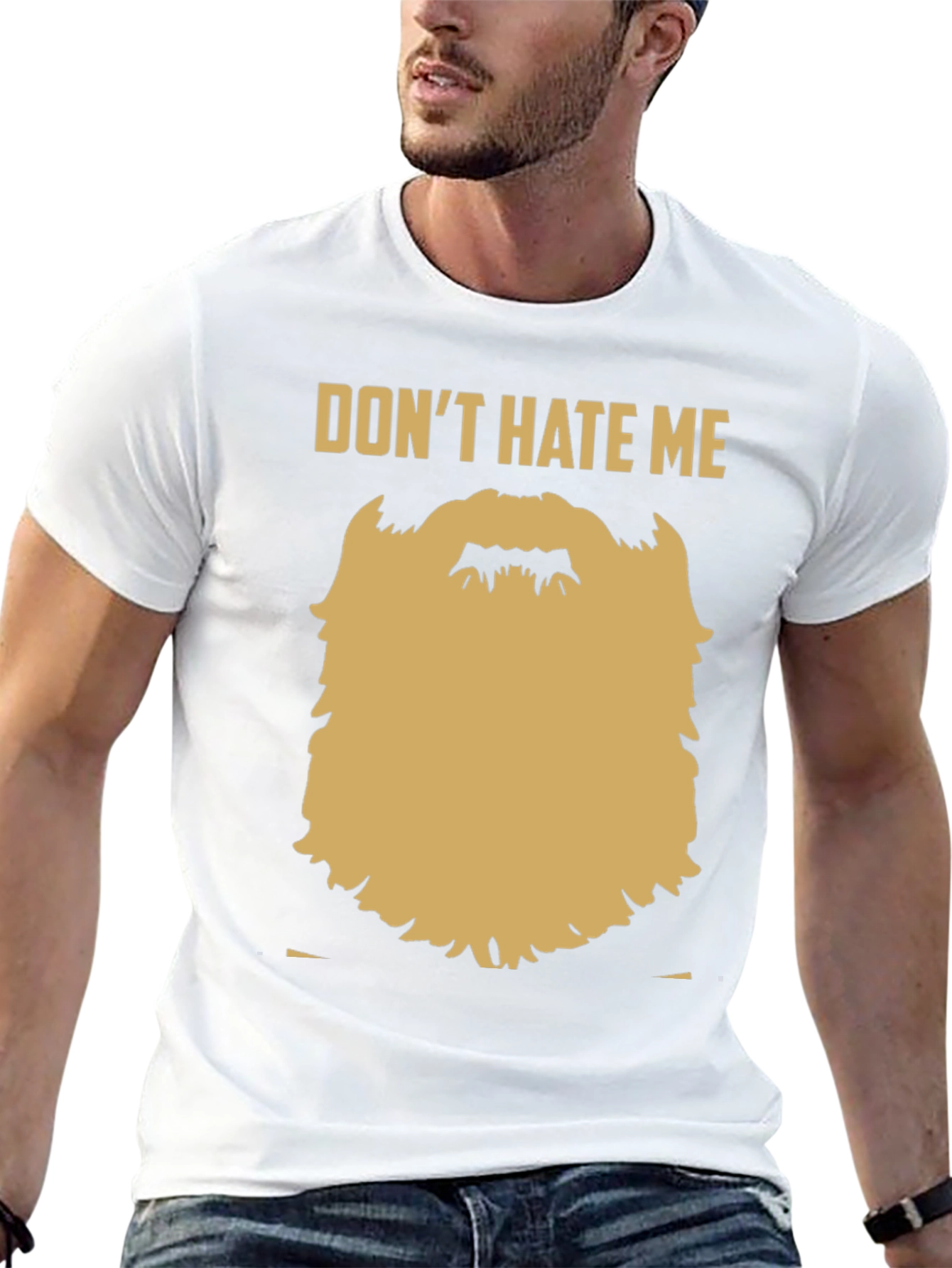 Black Funny Beard Graphic T-Shirt - Don't Hate Me view 13