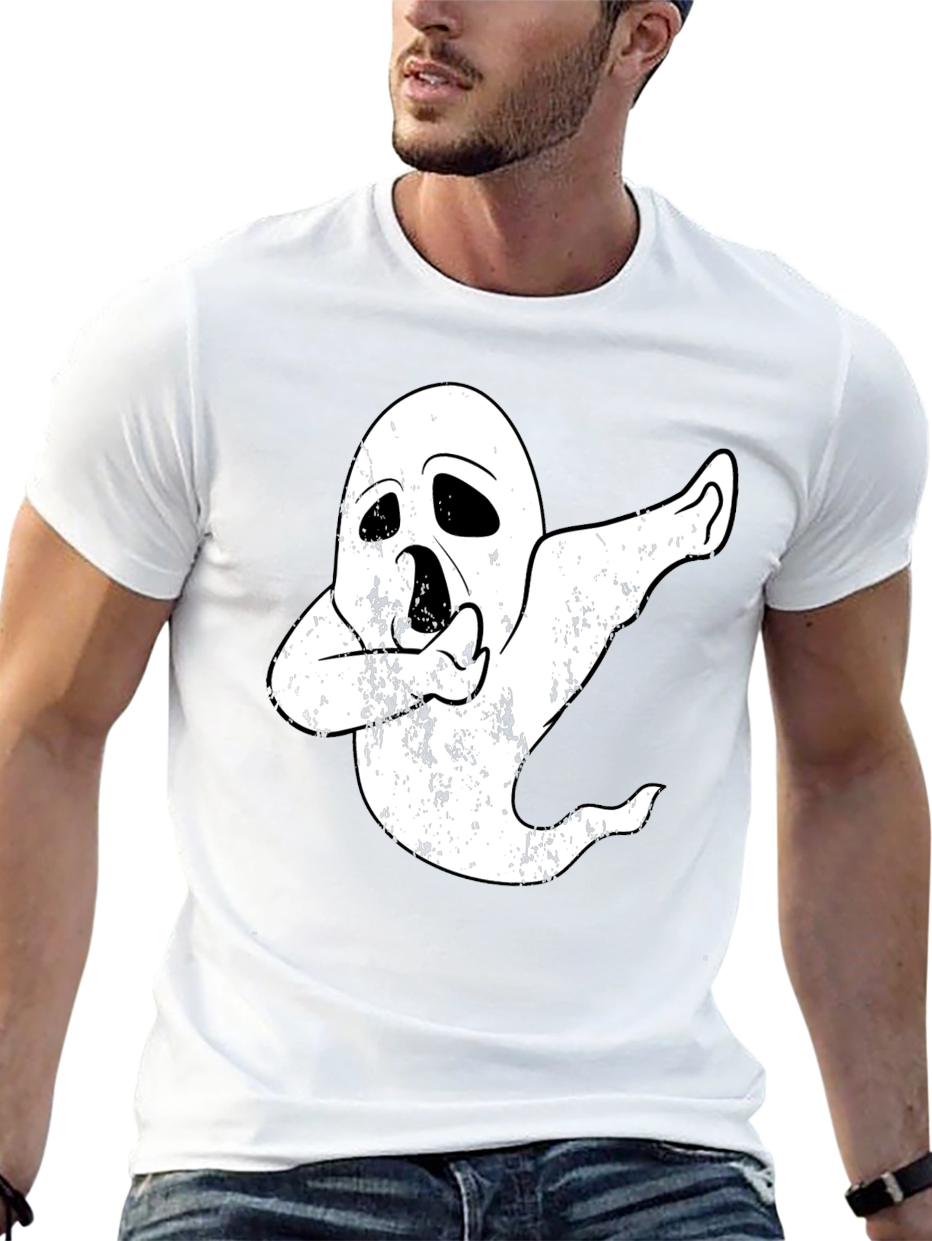 Black Dabbing Ghost T-Shirt - Halloween Costume Tee view 13