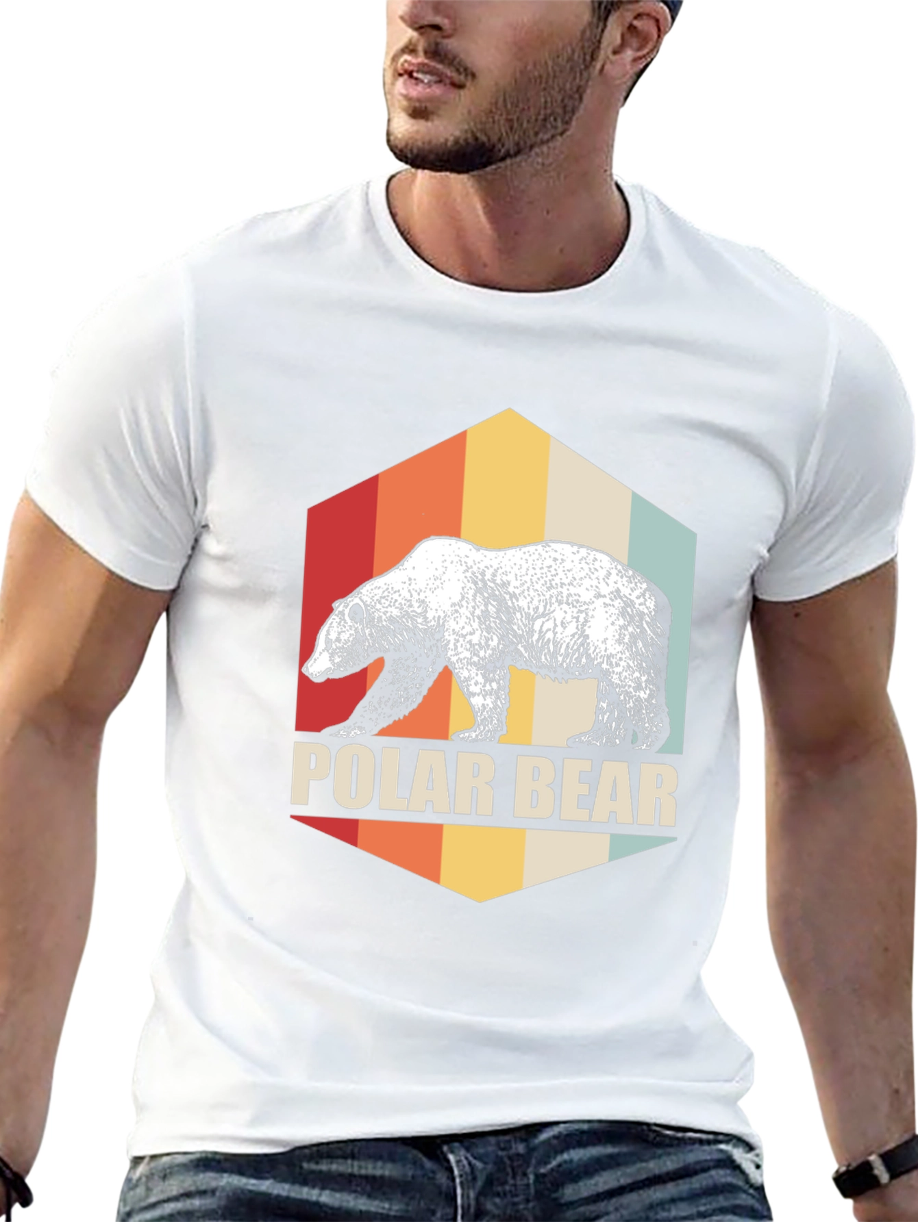 Black Retro Polar Bear Graphic T-Shirt - Classic Black Tee view 13