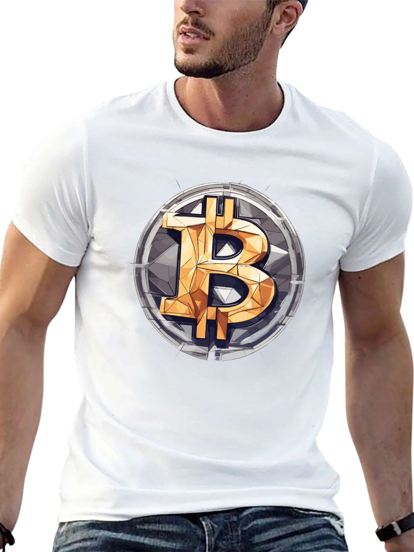Bitcoin Logo Graphic Print T-Shirt - 13